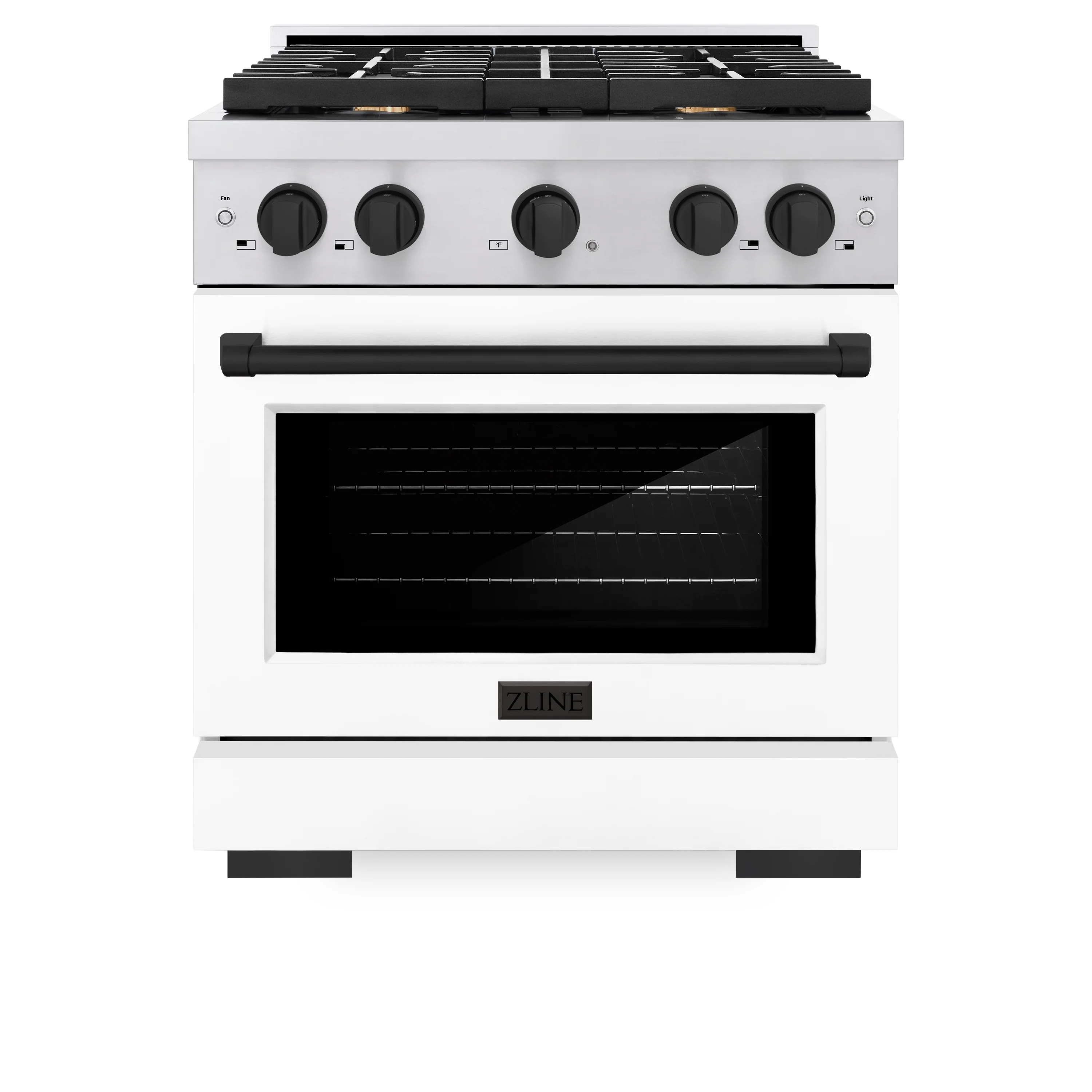 ZLINE Autograph Edition 30 in. 4.2 cu. ft. Paramount Gas Range with 4 Burner Cooktop and Convection Gas Oven in Stainless Steel with White Matte Door and Matte Black Accents, Open Box-Great Condition - Image 4