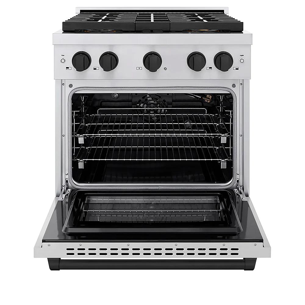 ZLINE Autograph Edition 30 in. 4.2 cu. ft. Paramount Gas Range with 4 Burner DuoPro™ Cooktop and Convection Gas Oven in Stainless Steel with Matte Black Accents, Open Box-Great Condition - Image 4
