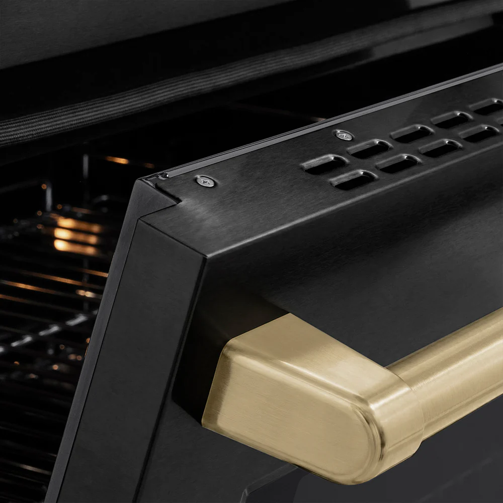 ZLINE Autograph Edition 30 in. 4.2 cu. ft. Paramount Induction Range with 4 Element Cooktop and Electric Convection Oven in Black Stainless Steel with Champagne Bronze Accents (SINRBZ-30-CB) - Image 4