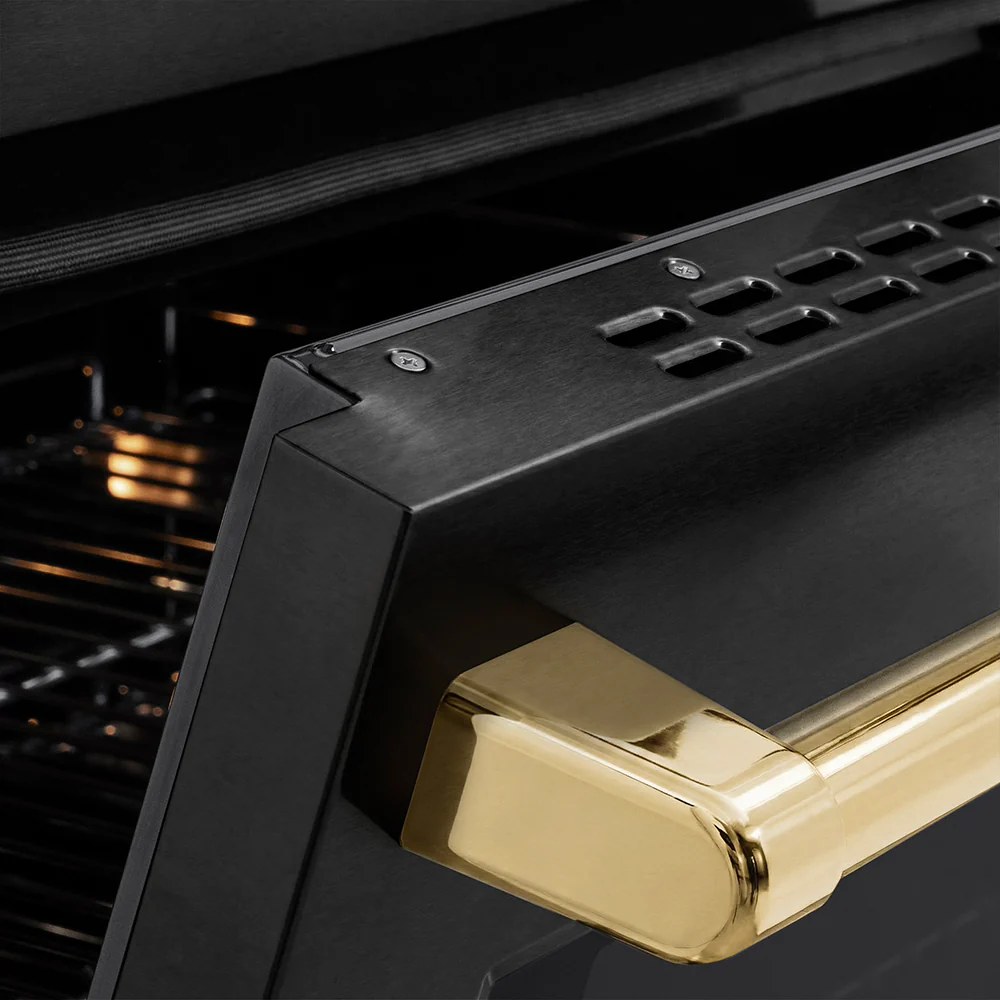 ZLINE Autograph Edition 30 in. 4.2 cu. ft. Paramount Induction Range with 4 Element Cooktop and Electric Convection Oven in Black Stainless Steel with Polished Gold Accents (SINRBZ-30-G) - Image 4