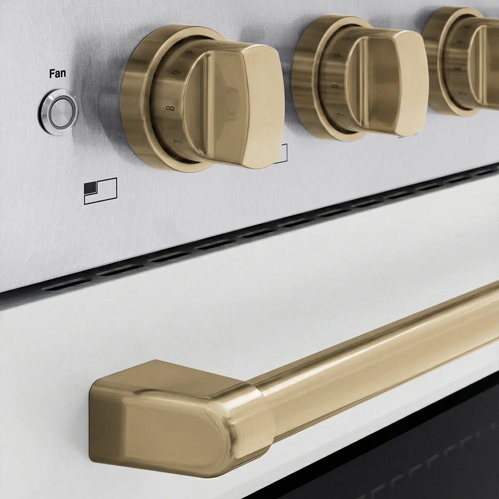 ZLINE Autograph Edition 30 in. 4.2 cu. ft. Paramount Induction Range with 4 Element Cooktop and Electric Convection Oven in Satin Stainless Steel with White Matte Door and Champagne Bronze Accents (SINRSZ-WM-30-CB) - Image 6