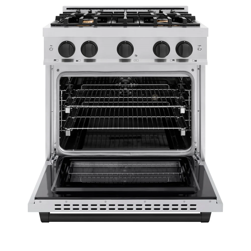 ZLINE Autograph Edition 30 in. 4.2 cu. ft. Select Dual Fuel Range with 4 Burner Gas Cooktop and Electric Convection Oven in Stainless Steel with Matte Black Accents, Open Box-Great Condition - Image 5