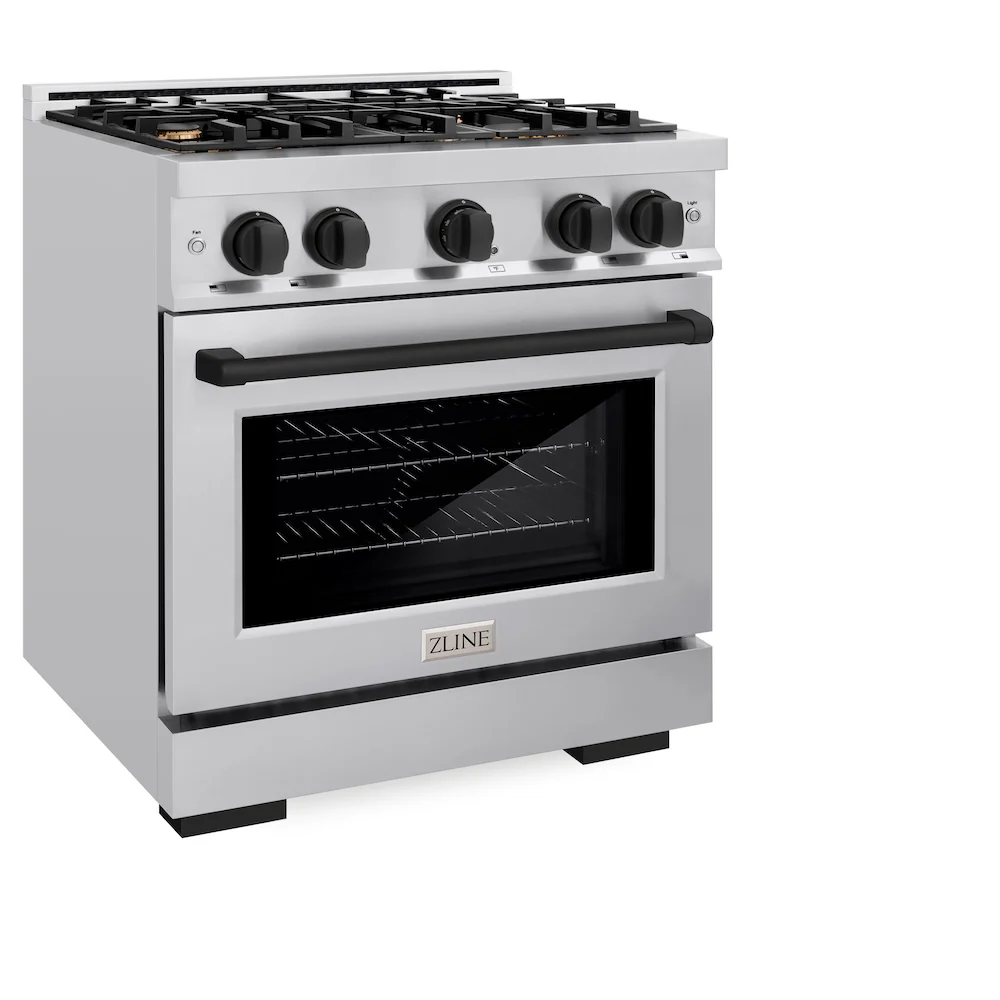 ZLINE Autograph Edition 30 in. 4.2 cu. ft. Select Gas Range with 4 Burner Cooktop and Convection Gas Oven in Stainless Steel and Matte Black Accents, Open Box-Great Condition - Image 6