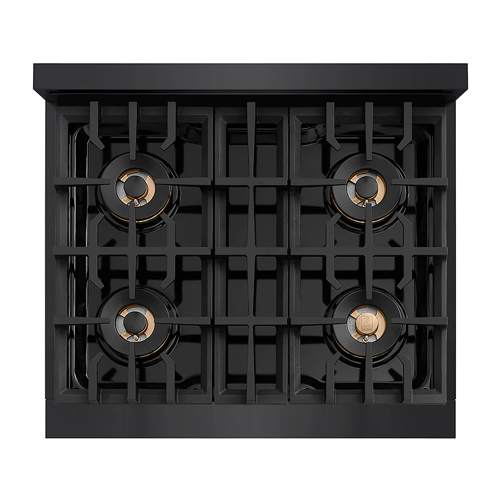ZLINE Autograph Edition 30 in. Classic Gas Rangetop with 4 Burner DuoPro™ Cooktop in Black Stainless Steel and Champagne Bronze Accents, Open Box-Great Condition - Image 2