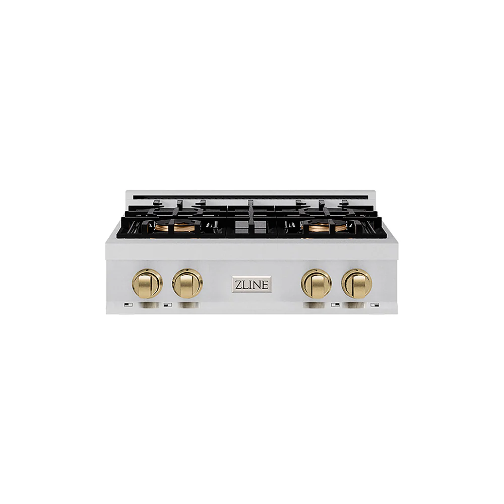 ZLINE Autograph Edition 30 in. Classic Gas Rangetop with 4 Burner DuoPro™ Cooktop in Stainless Steel and Champagne Bronze Accents, Open Box-Great Condition - Image 3