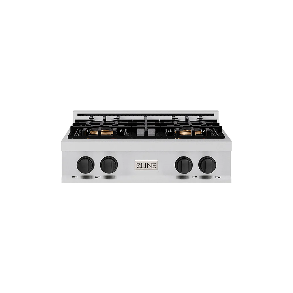 ZLINE Autograph Edition 30 in. Classic Gas Rangetop with 4 Burner DuoPro™ Cooktop in Stainless Steel and Matte Black Accents, Open Box-Great Condition - Image 3
