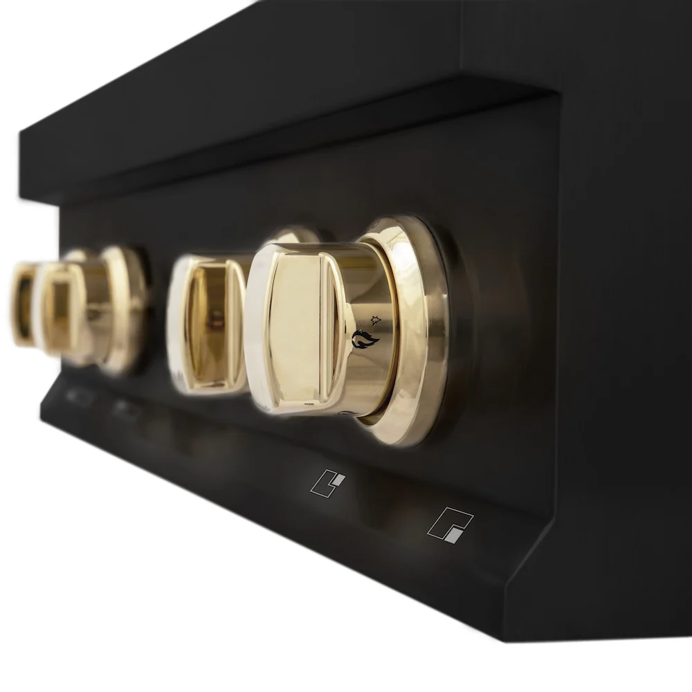 ZLINE Autograph Edition 30 in. Legacy Gas Rangetop with 4 Burners and Porcelain Cooktop in Black Stainless Steel with Polished Gold Accents, Open Box-Great Condition - Image 6