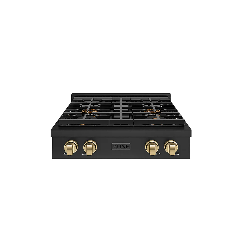 ZLINE Autograph Edition 30 in. Paramount Gas Rangetop with 4 Burner DuoPro™ Cooktop in Black Stainless Steel and Champagne Bronze Accents, Open Box-Great Condition - Image 3