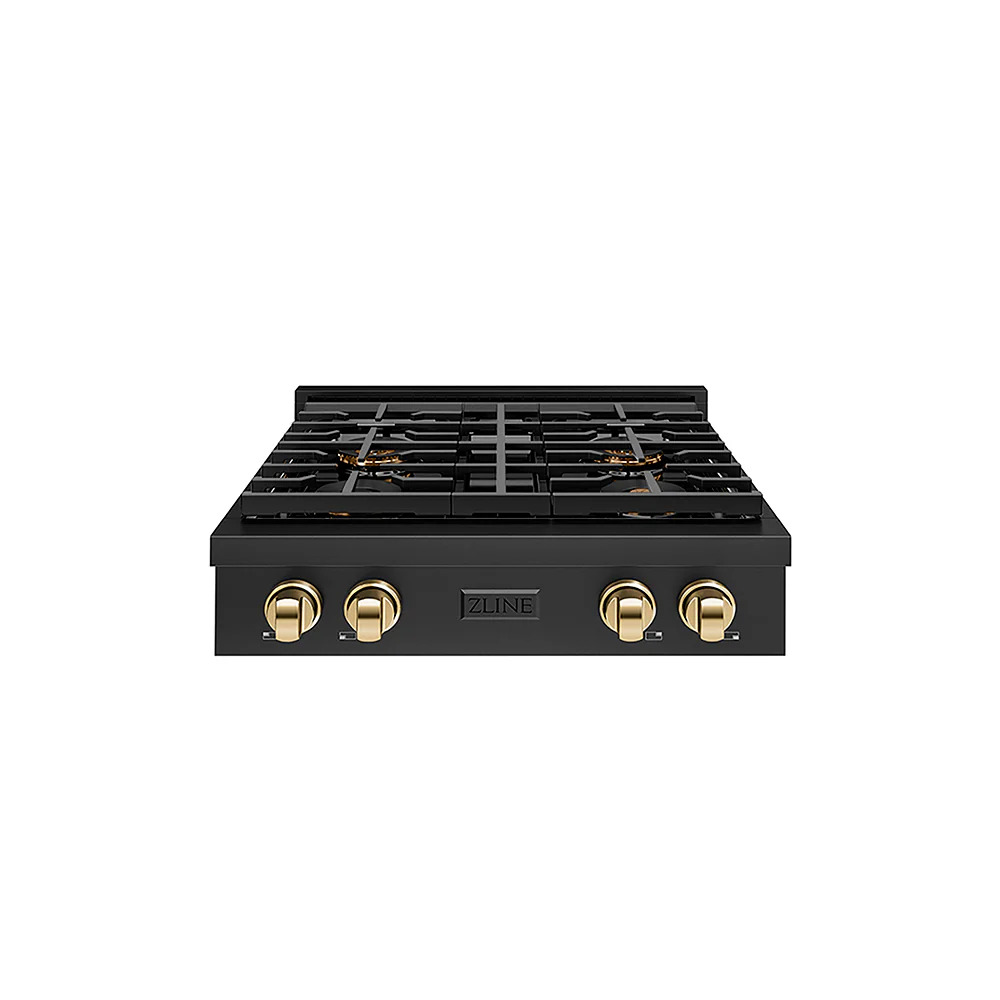 ZLINE Autograph Edition 30 in. Paramount Gas Rangetop with 4 Burner DuoPro™ Cooktop in Black Stainless Steel and Polished Gold Accents, Open Box-Great Condition - Image 3