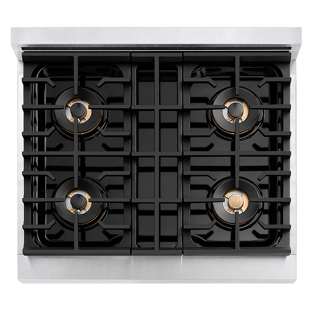 ZLINE Autograph Edition 30 in. Paramount Gas Rangetop with 4 Burner DuoPro™ Cooktop in Satin Stainless Steel and Polished Gold Accents, Open Box-Great Condition - Image 2