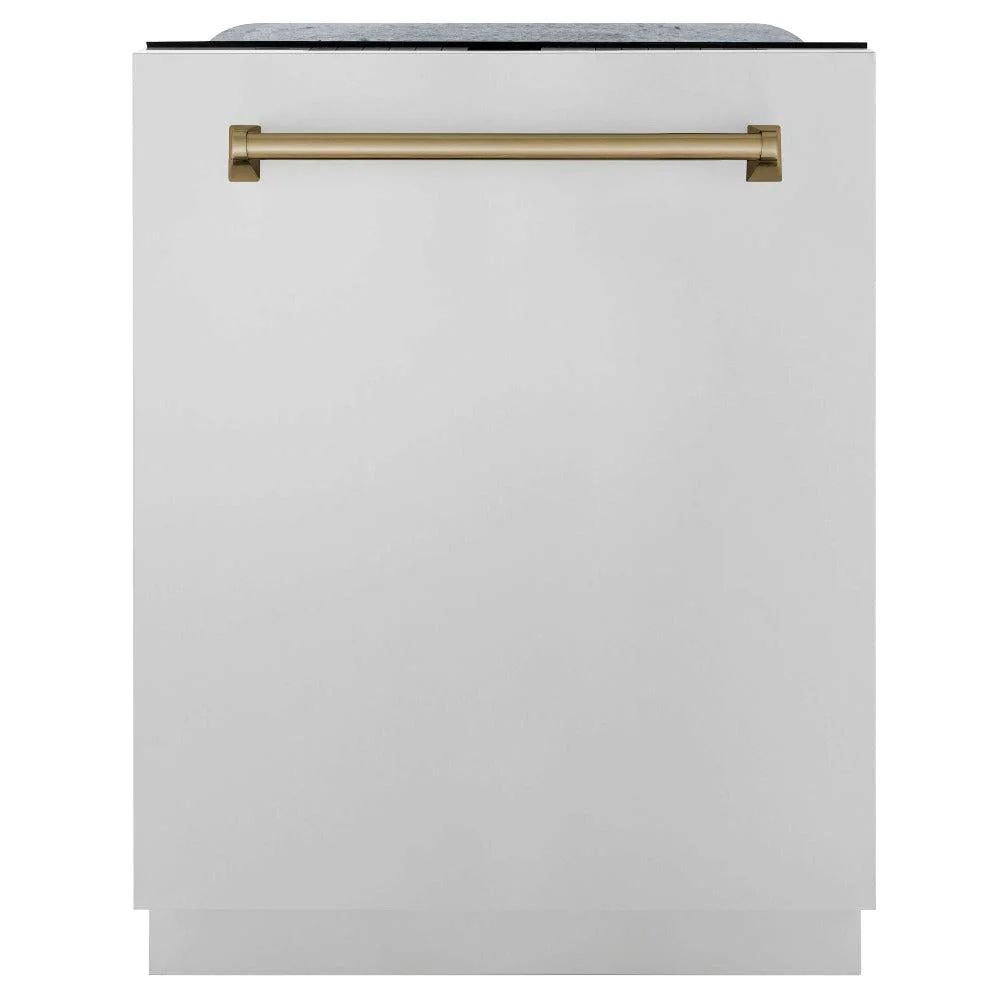 ZLINE Autograph Edition 30 in. Kitchen Package with Stainless Steel Dual Fuel Range, Range Hood, Dishwasher, and Refrigerator with External Water Dispenser with Champagne Bronze Accents (4AKPR-RARHDWM30-CB) - Image 15