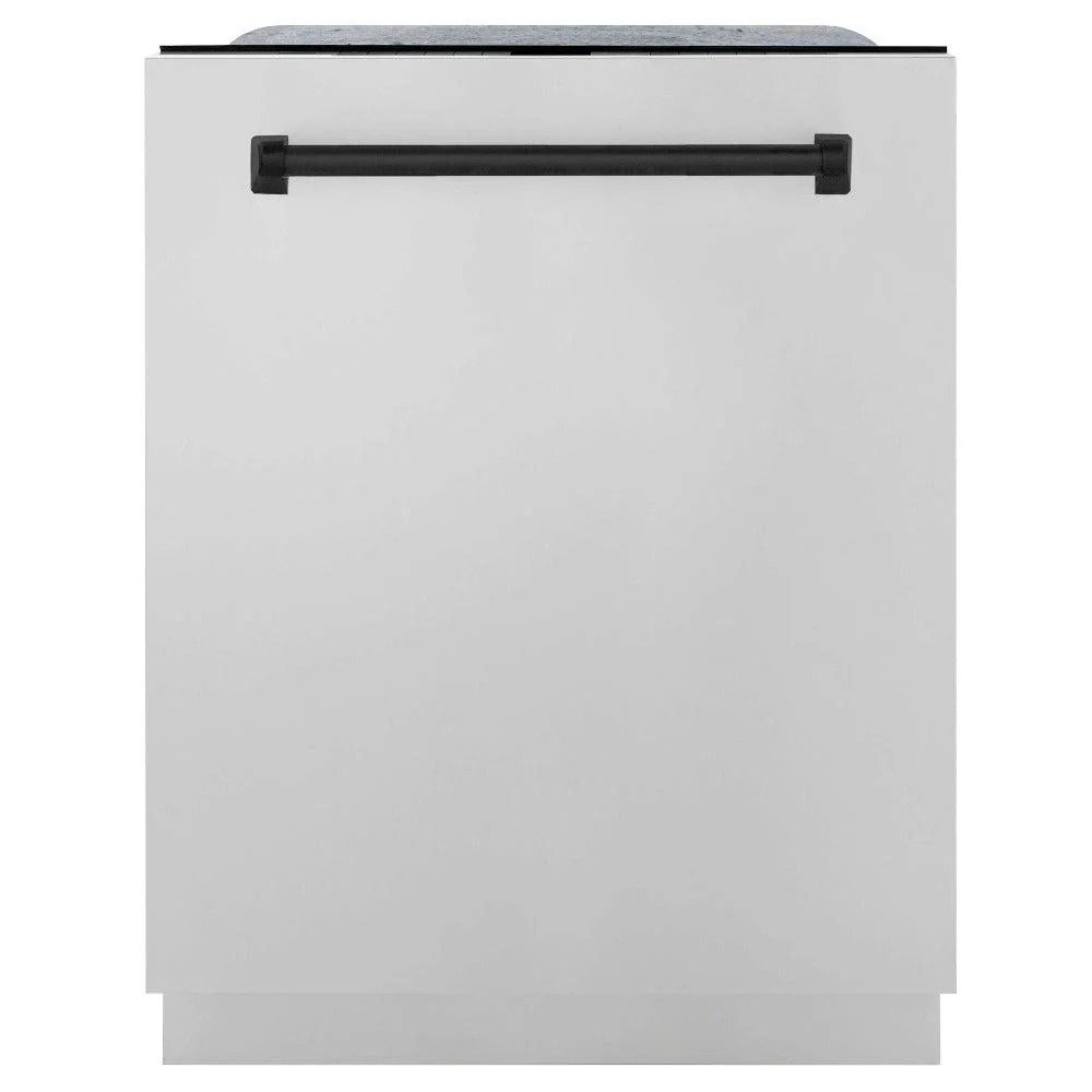 ZLINE Autograph Edition 30 in. Kitchen Package with Stainless Steel Dual Fuel Range, Range Hood, Dishwasher, and Refrigerator with External Water Dispenser with Matte Black Accents (4AKPR-RARHDWM30-MB) - Image 15
