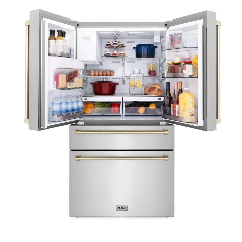 ZLINE Autograph Edition 30 in. Kitchen Package with Stainless Steel Dual Fuel Range, Range Hood, Dishwasher, and Refrigerator with External Water Dispenser with Polished Gold Accents (4AKPR-RARHDWM30-G) - Image 24