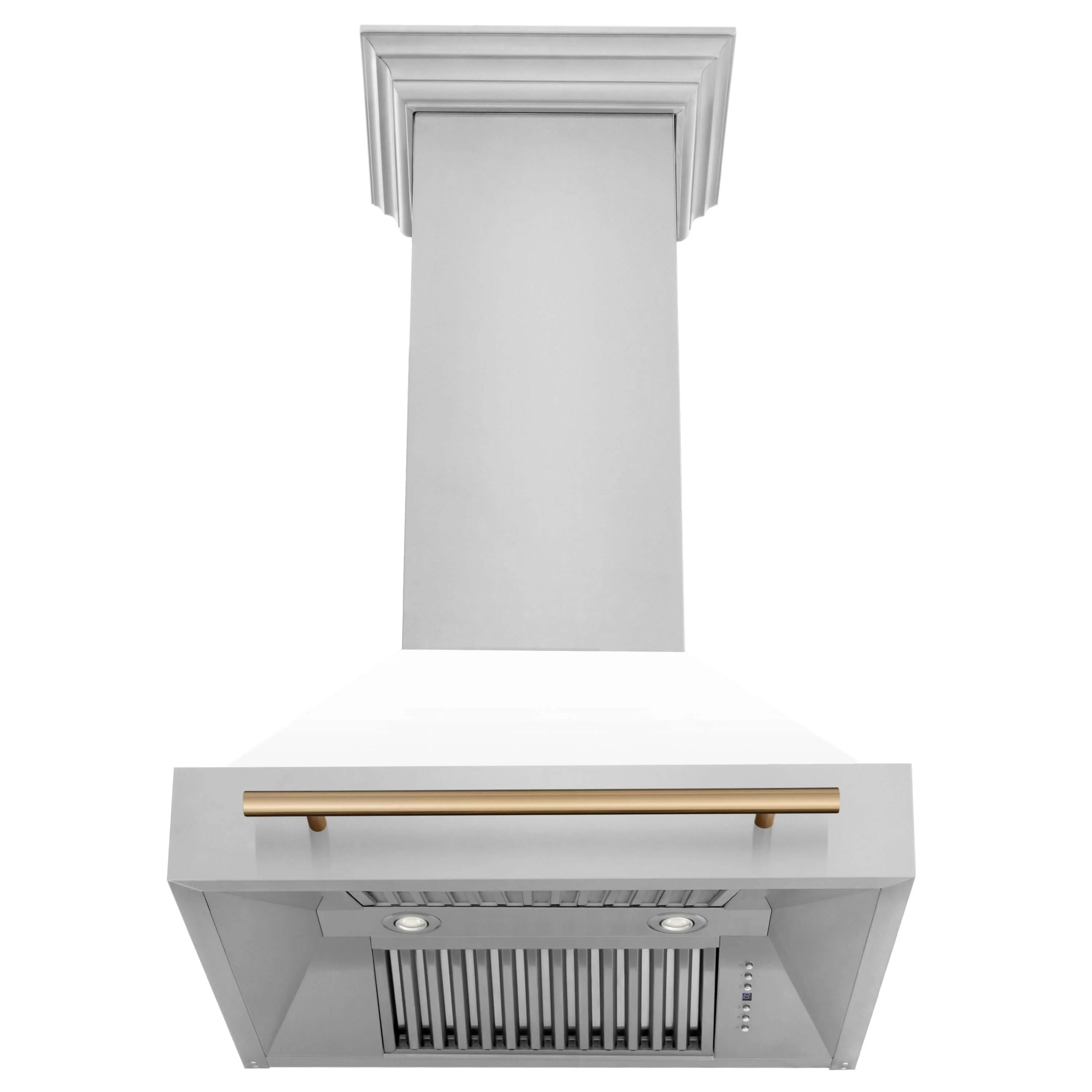 ZLINE Autograph Edition 30 in. Kitchen Package with Stainless Steel Dual Fuel Range with White Matte Door and Range Hood with Champagne Bronze Accents (2AKP-RAWMRH30-CB) - Image 10