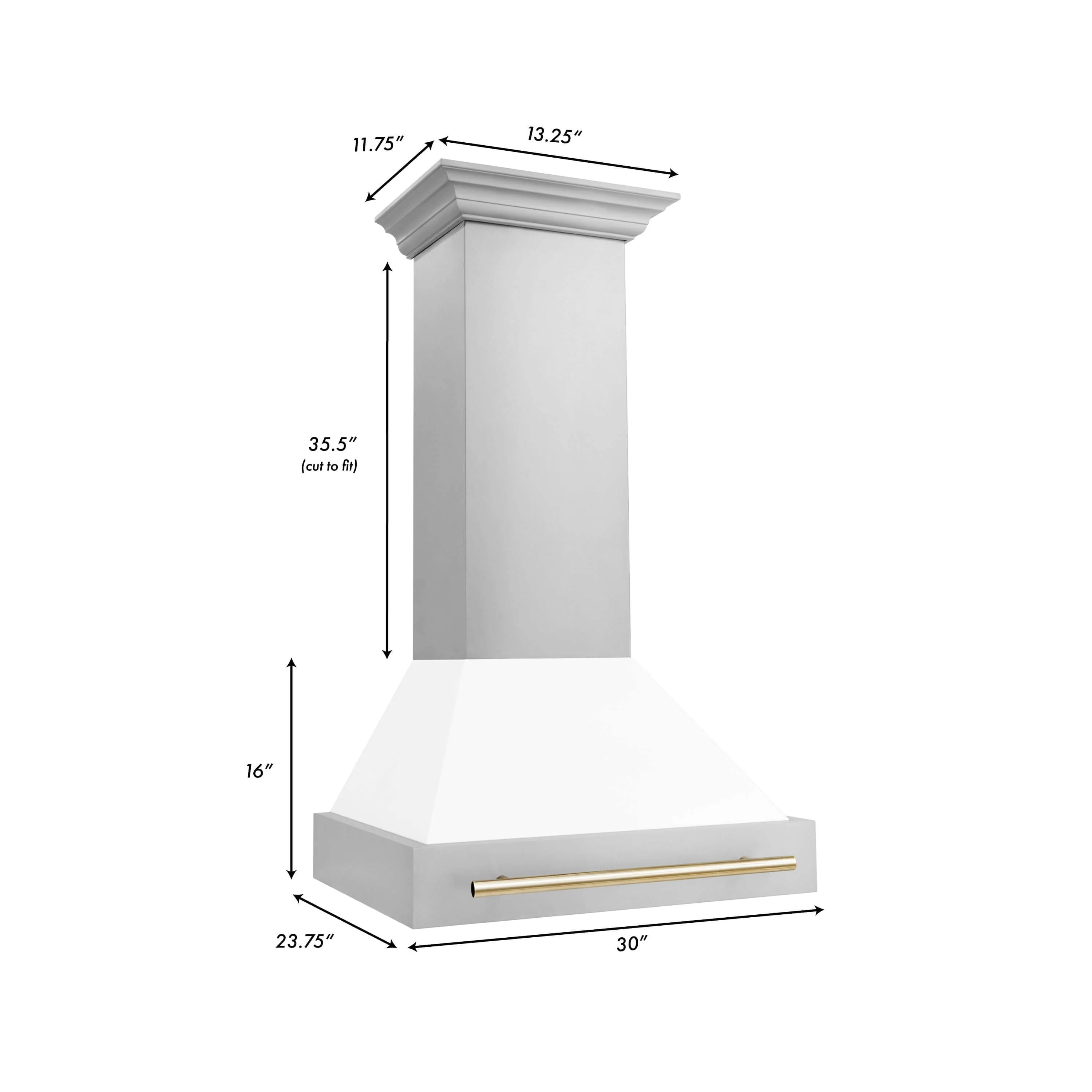 ZLINE Autograph Edition 30 in. Kitchen Package with Stainless Steel Dual Fuel Range with White Matte Door, Range Hood and Dishwasher with Polished Gold Accents (3AKP-RAWMRHDWM30-G) - Image 14