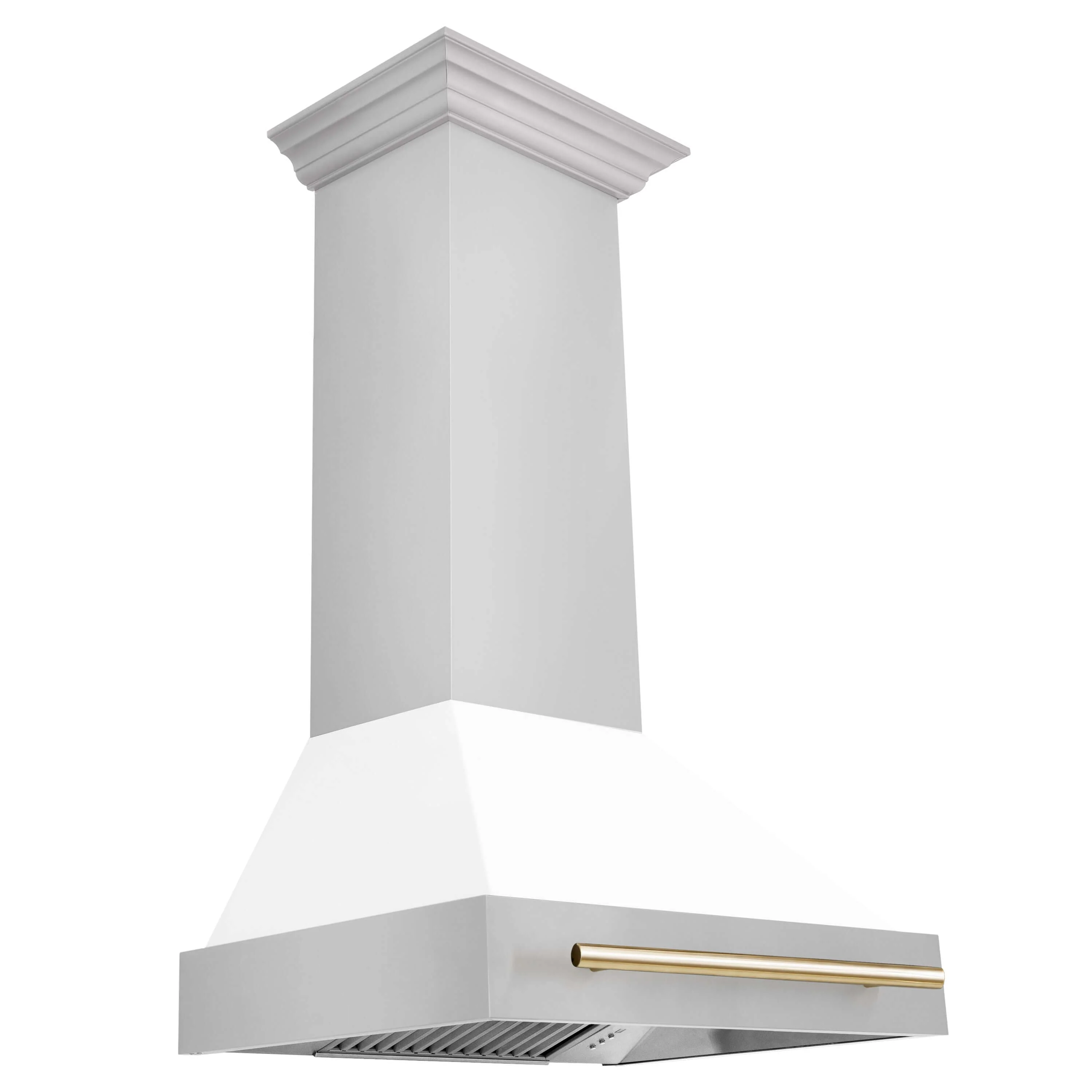 ZLINE Autograph Edition 30 in. Kitchen Package with Stainless Steel Dual Fuel Range with White Matte Door, Range Hood and Dishwasher with Polished Gold Accents (3AKP-RAWMRHDWM30-G) - Image 9