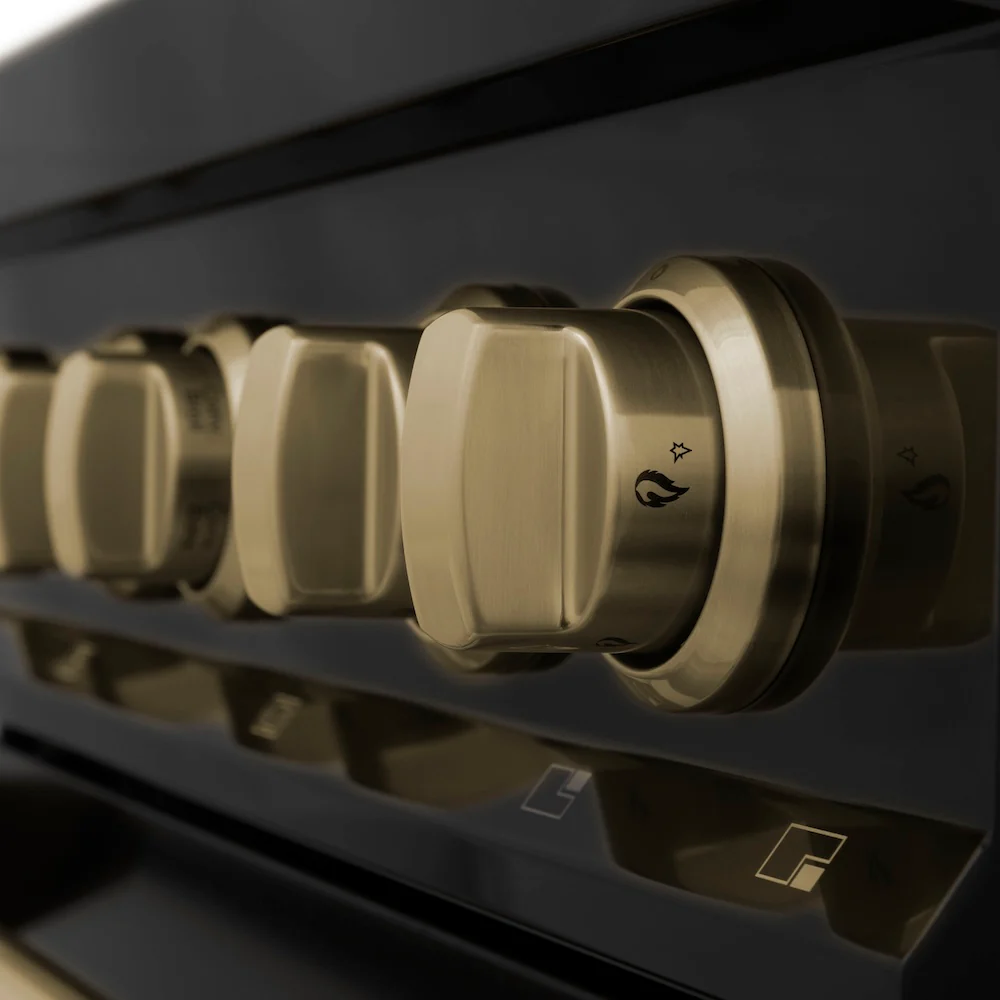 ZLINE Autograph Edition 30 in. 4.0 cu. ft. Legacy Dual Fuel Range with 4 Burner Gas Cooktop and Electric Convection Oven in Black Stainless Steel and Champagne Bronze Accents (RABZ-30-CB) - Image 10