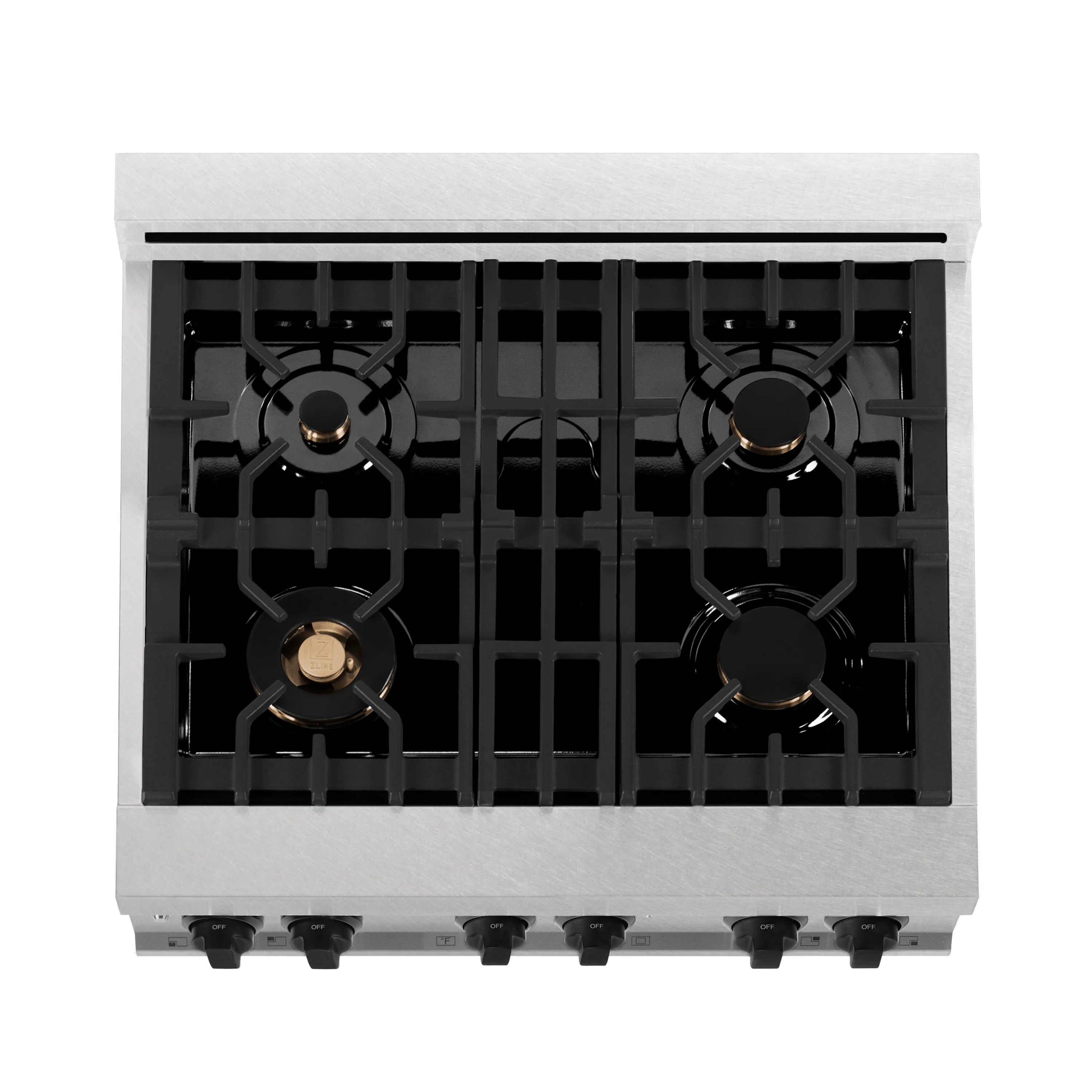 ZLINE Autograph Edition 30 in. 4.0 cu. ft. Legacy Dual Fuel Range with 4 Burner Gas Cooktop and Electric Convection Oven in Satin Stainless Steel with White Matte Door and Matte Black Accents (RASZ-WM-30-MB) - Image 9