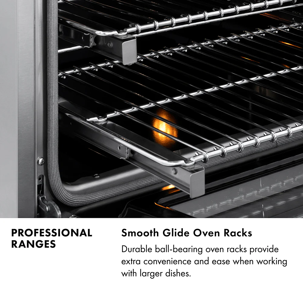 ZLINE Autograph Edition 30 in. 4.0 cu. ft. Legacy Dual Fuel Range with 4 Burner Gas Cooktop and Electric Convection Oven in Stainless Steel and Champagne Bronze Accents (RAZ-30-CB) - Image 17