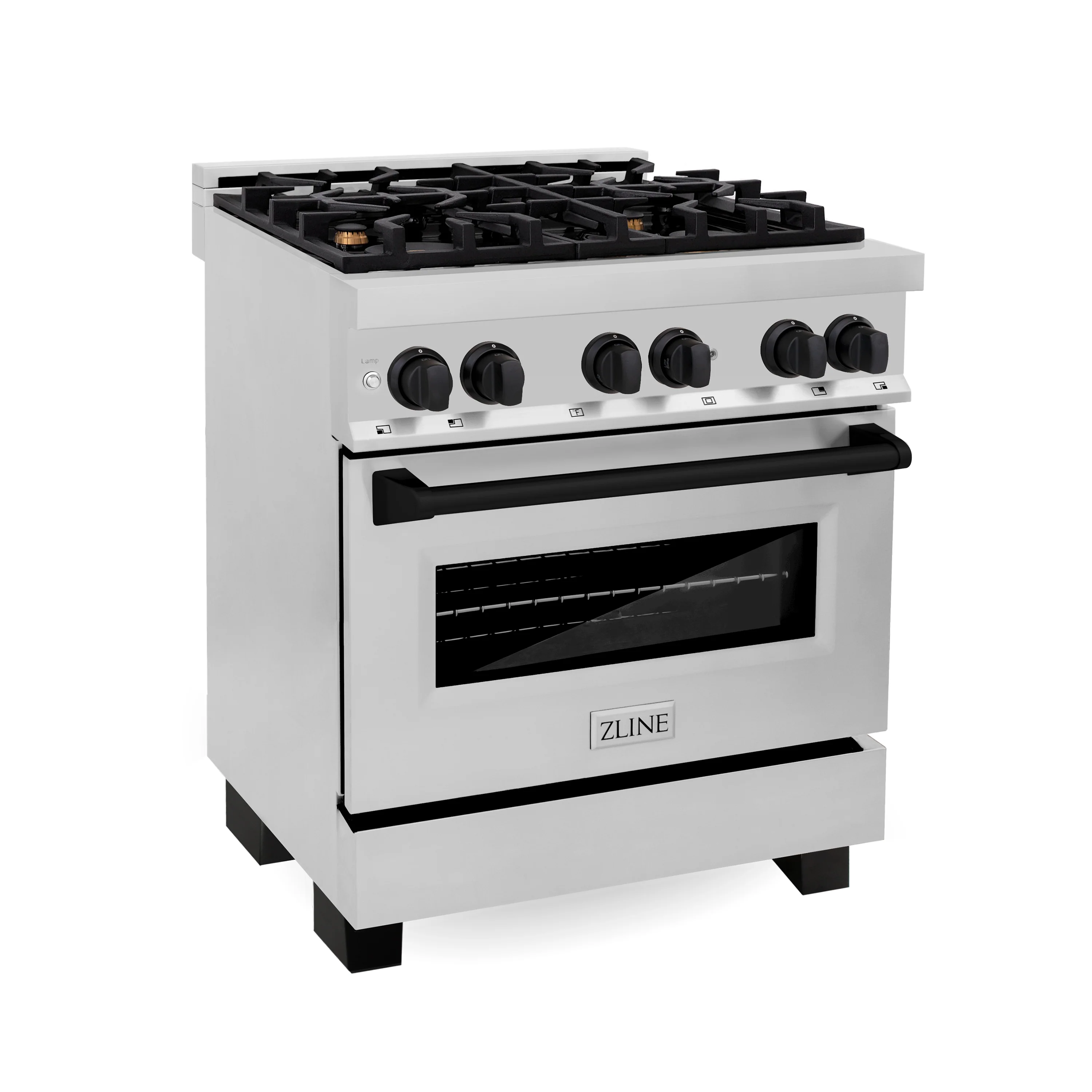 ZLINE Autograph Edition 30 in. 4.0 cu. ft. Legacy Dual Fuel Range with 4 Burner Gas Cooktop and Electric Convection Oven in Stainless Steel and Matte Black Accents (RAZ-30-MB) - Image 7