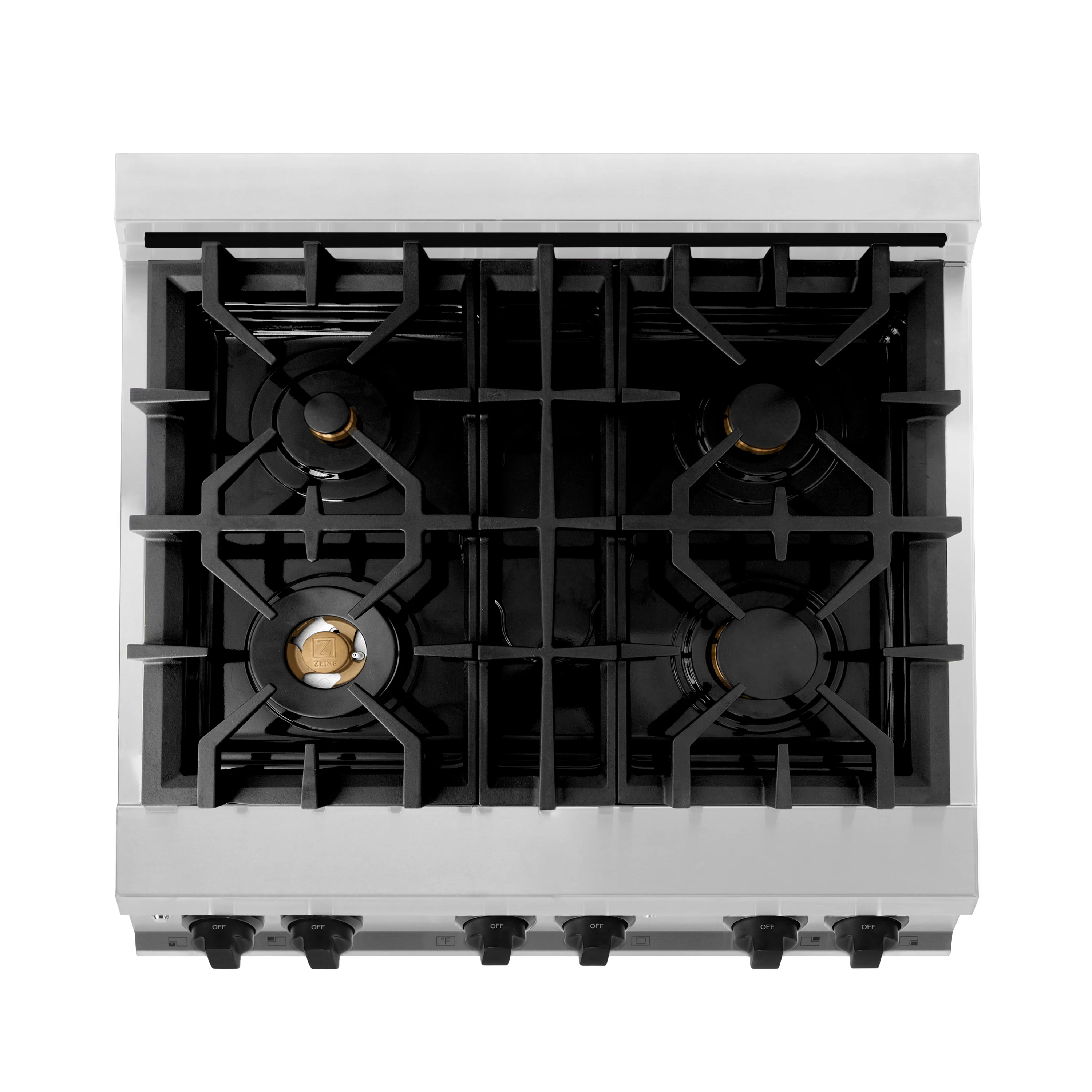 ZLINE Autograph Edition 30 in. 4.0 cu. ft. Legacy Dual Fuel Range with 4 Burner Gas Cooktop and Electric Convection Oven in Stainless Steel with White Matte Door and Matte Black Accents (RAZ-WM-30-MB) - Image 18