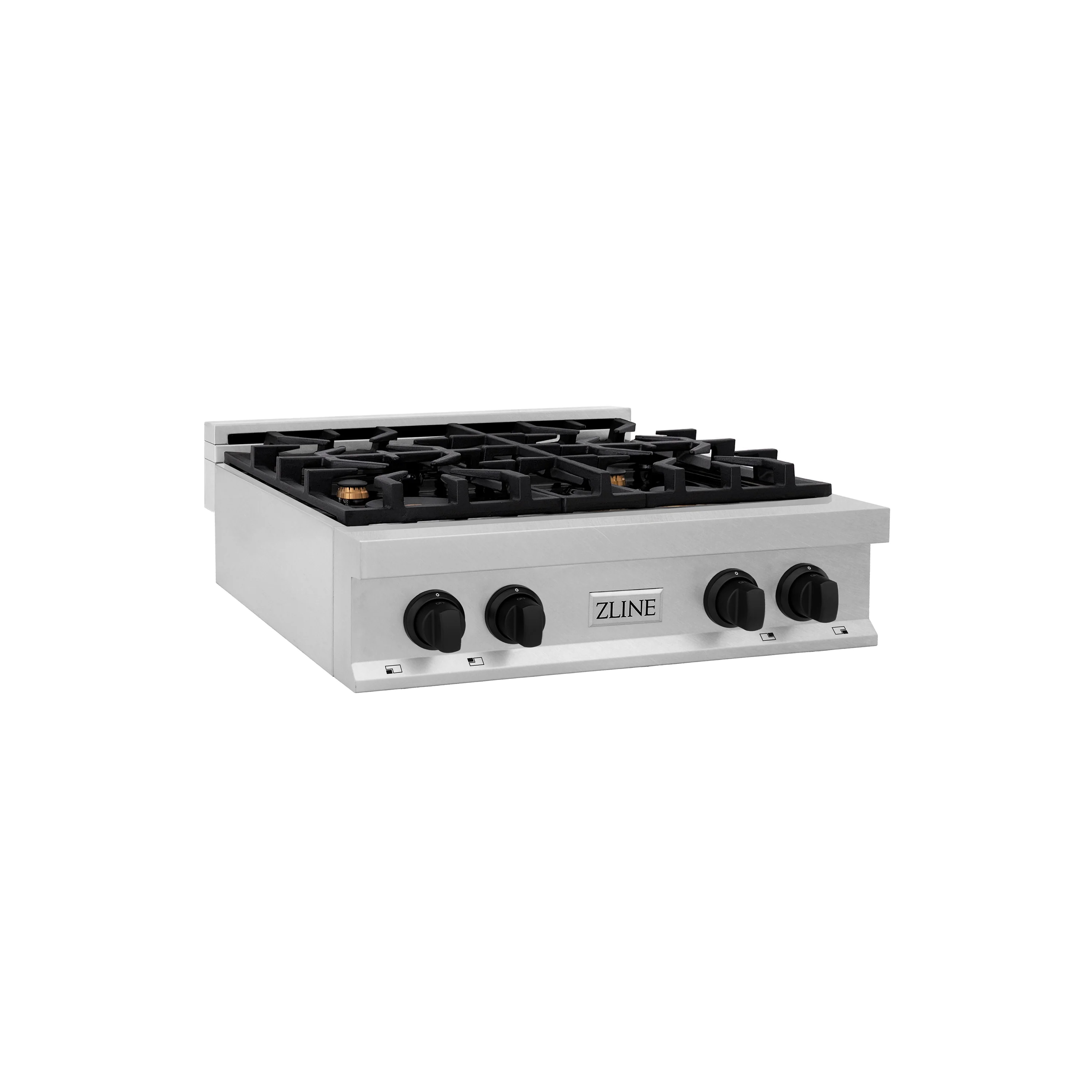 ZLINE Autograph Edition 30 in. Legacy Gas Rangetop with 4 Burners and Porcelain Cooktop in Satin Stainless Steel with Matte Black Accents (RTSZ-30-MB) - Image 3