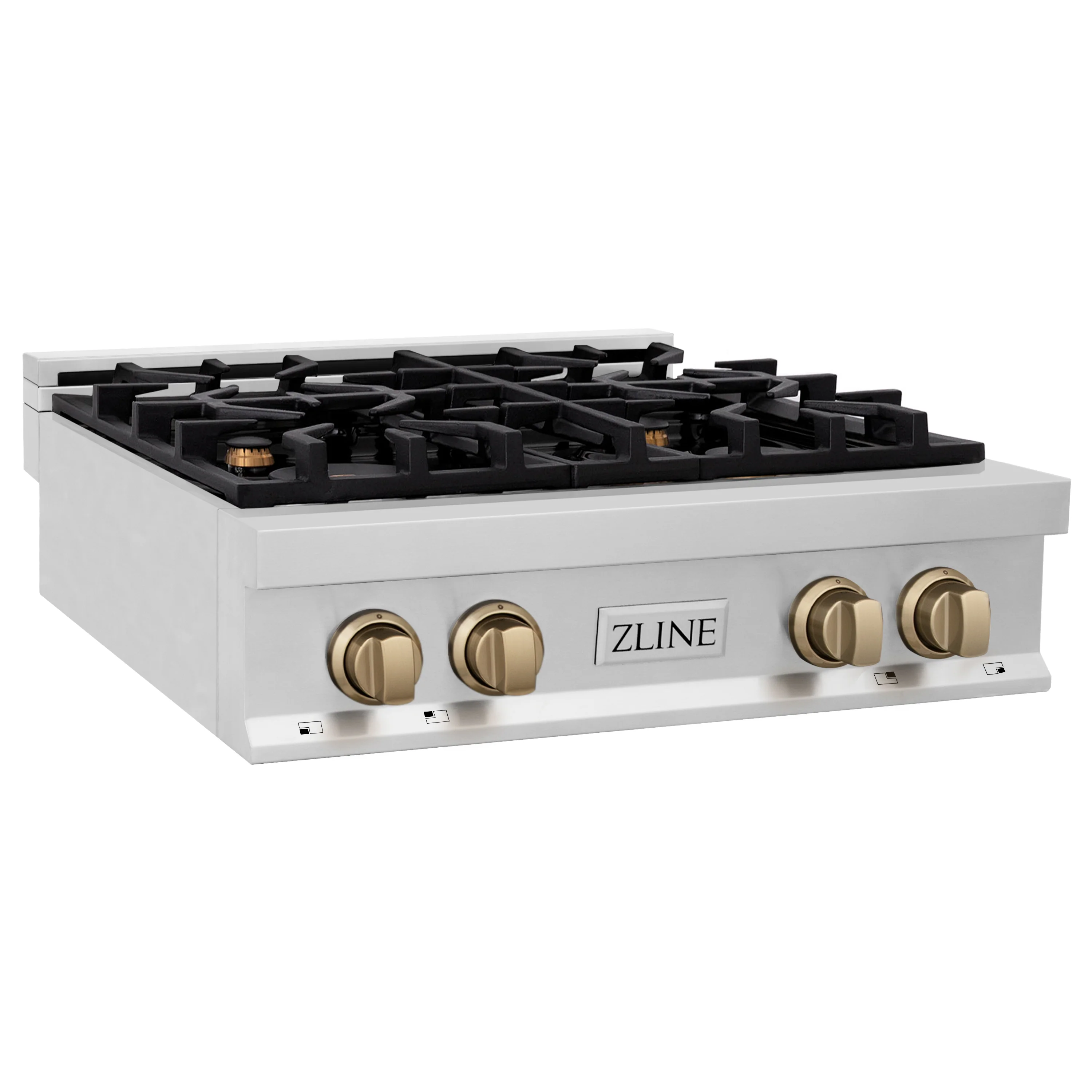 ZLINE 30 In. Autograph Edition Rangetop in Stainless Steel with Champagne Bronze Accents (RTZ-30-CB) - Image 3