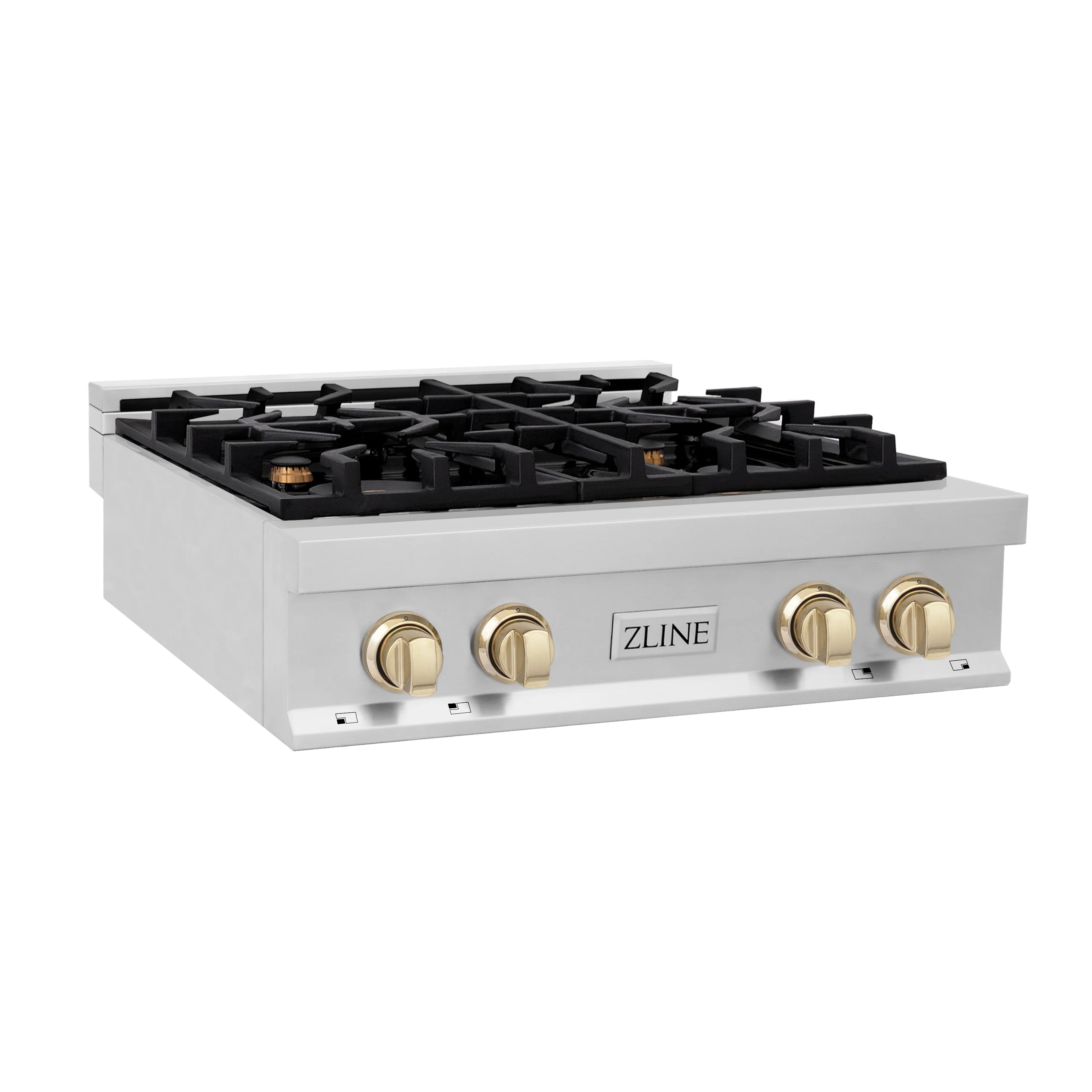 ZLINE Autograph Edition 30 in. Classic Gas Rangetop with 4 Burners and Porcelain Cooktop in Stainless Steel with Polished Gold Accents (RTZ-30-G) - Image 2