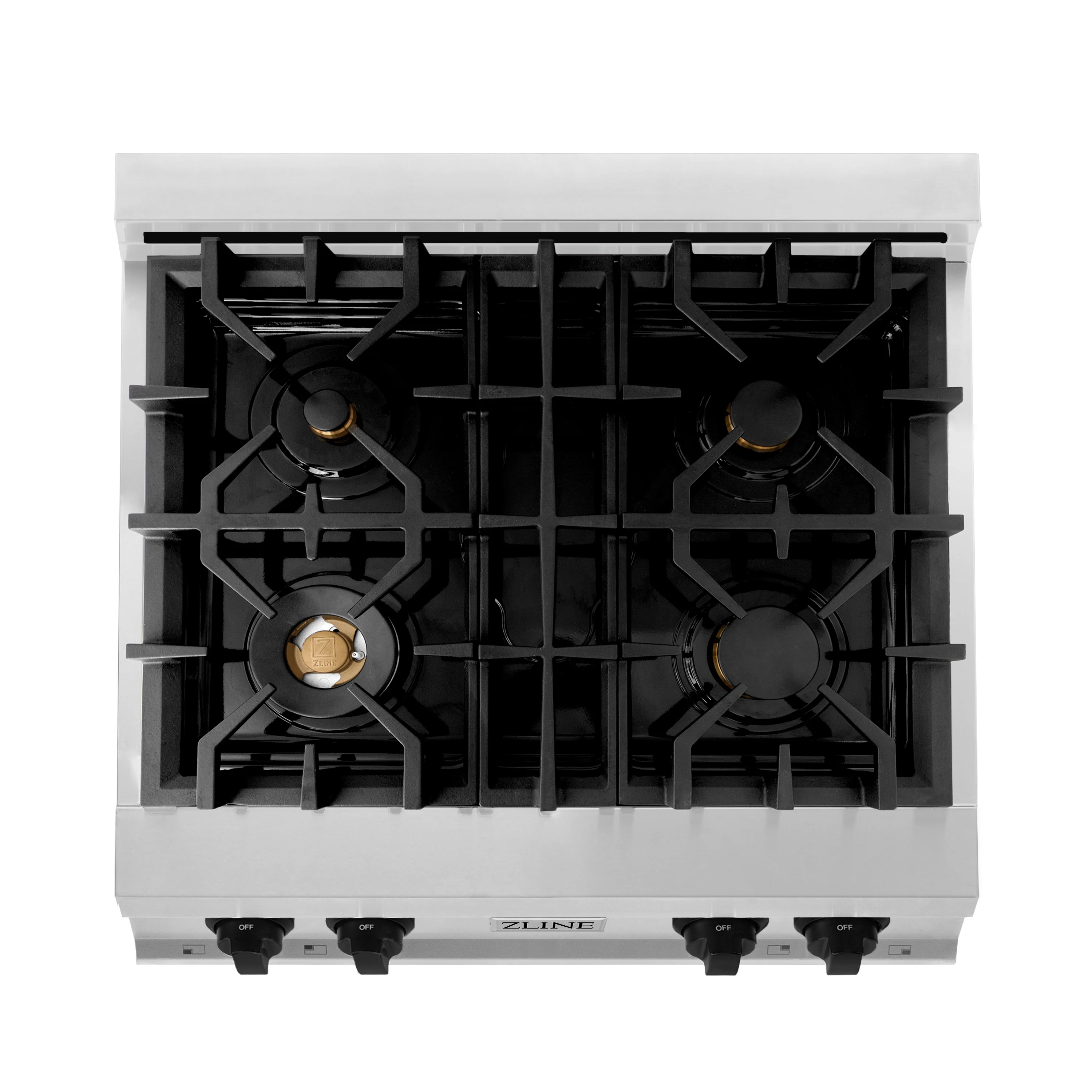 ZLINE Autograph Edition 30 in. Legacy Gas Rangetop with 4 Burners and Porcelain Cooktop in Stainless Steel with Matte Black Accents (RTZ-30-MB) - Image 5