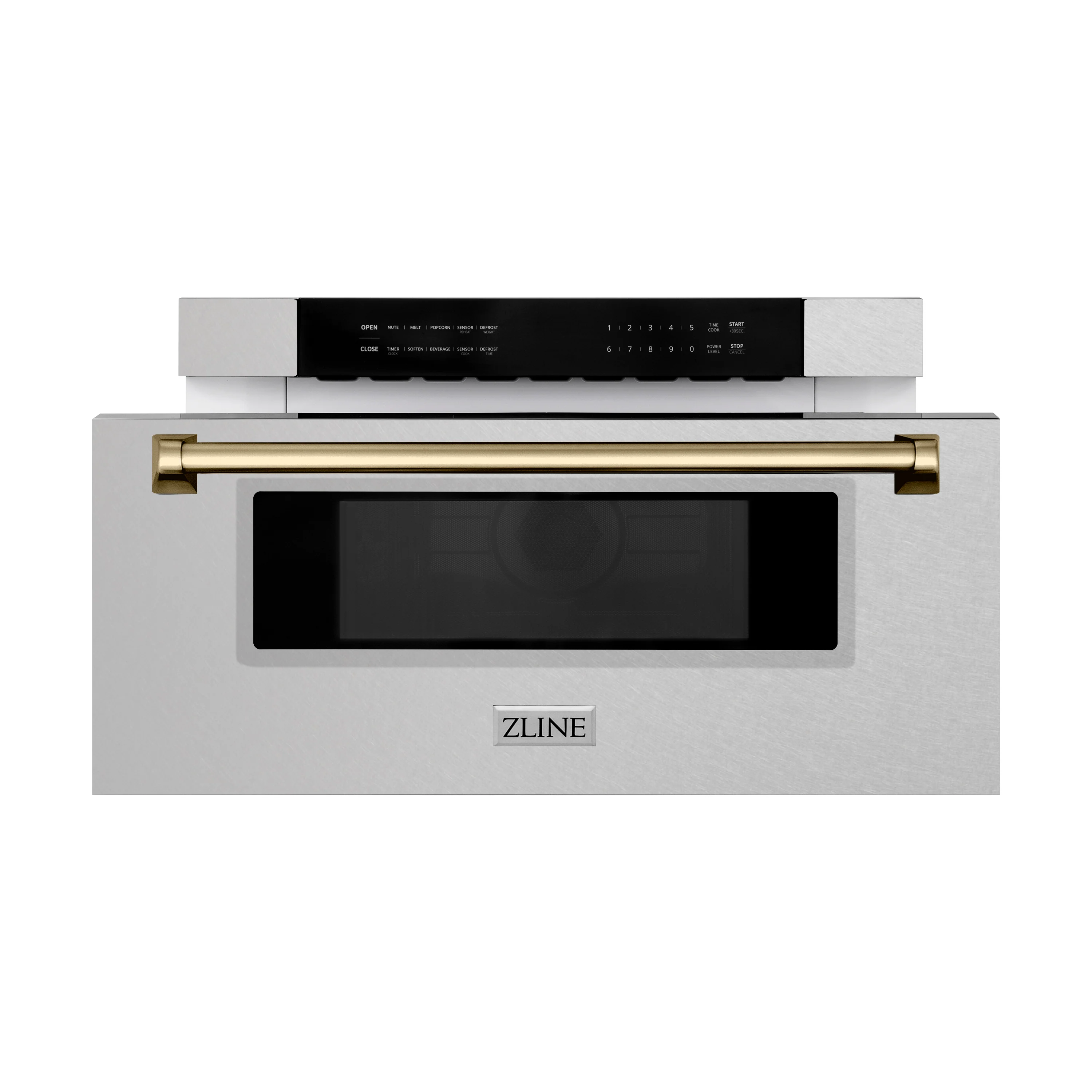 ZLINE Autograph Edition 30 in. 1.2 cu. ft. Built-In Microwave Drawer in Fingerprint Resistant Stainless Steel with Champagne Bronze Accents (MWDZ-30-SS-CB) - Image 5