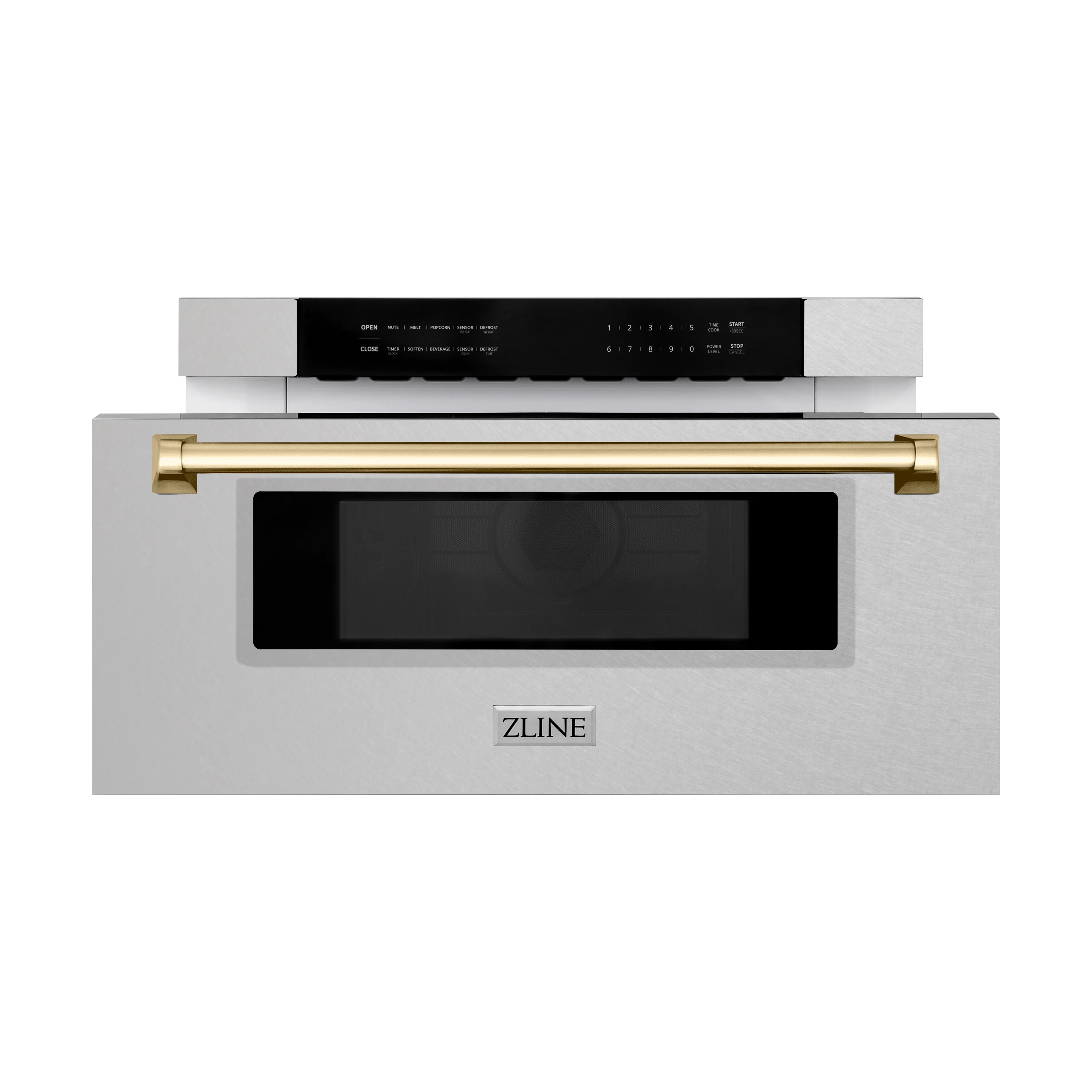 ZLINE Autograph Edition 30 in. 1.2 cu. ft. Built-In Microwave Drawer in Fingerprint Resistant Stainless Steel with Polished Gold Accents (MWDZ-30-SS-G) - Image 4