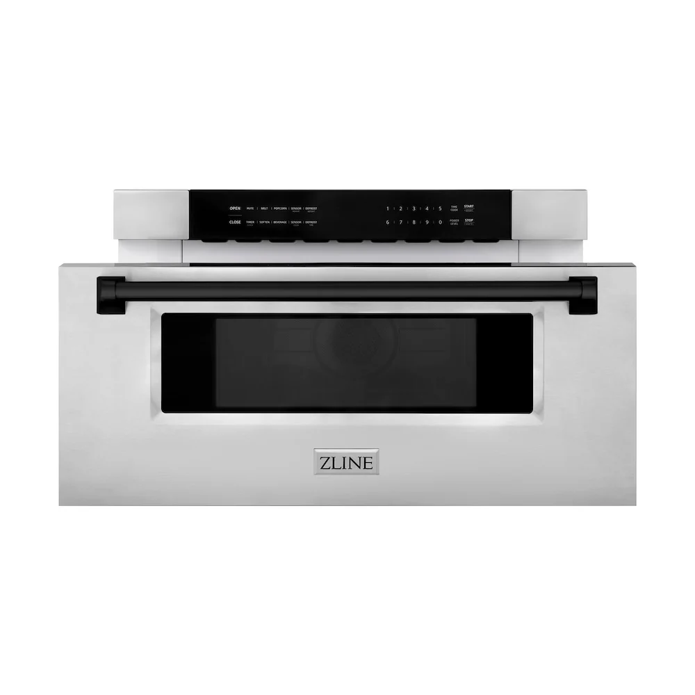 ZLINE Autograph Edition 30 in. 1.2 cu. ft. Built-In Microwave Drawer in Stainless Steel with Matte Black Accents (MWDZ-30-MB) - Image 5