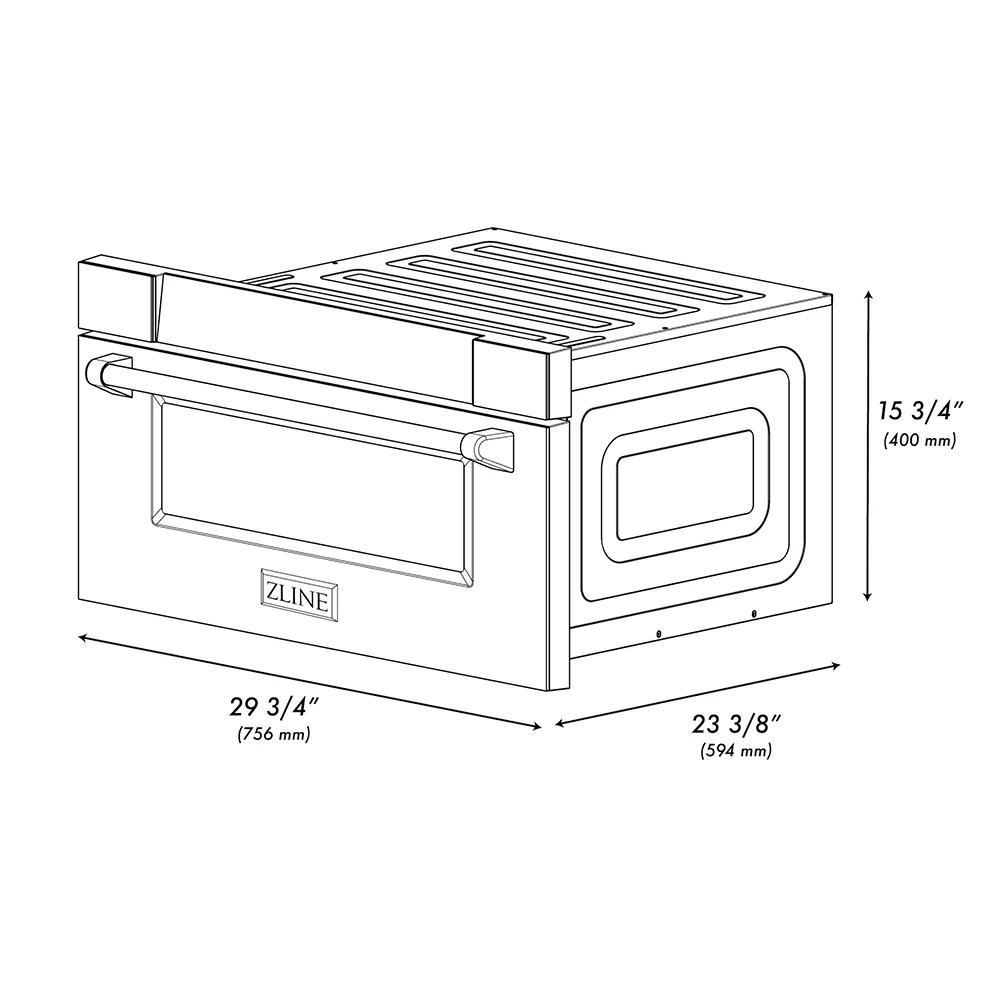 ZLINE Autograph Edition 30 in. 1.2 cu. ft. Built-in Microwave Drawer in Stainless Steel and Polished Gold Nickel Handle (MWDZ-30-KPN) - Image 7