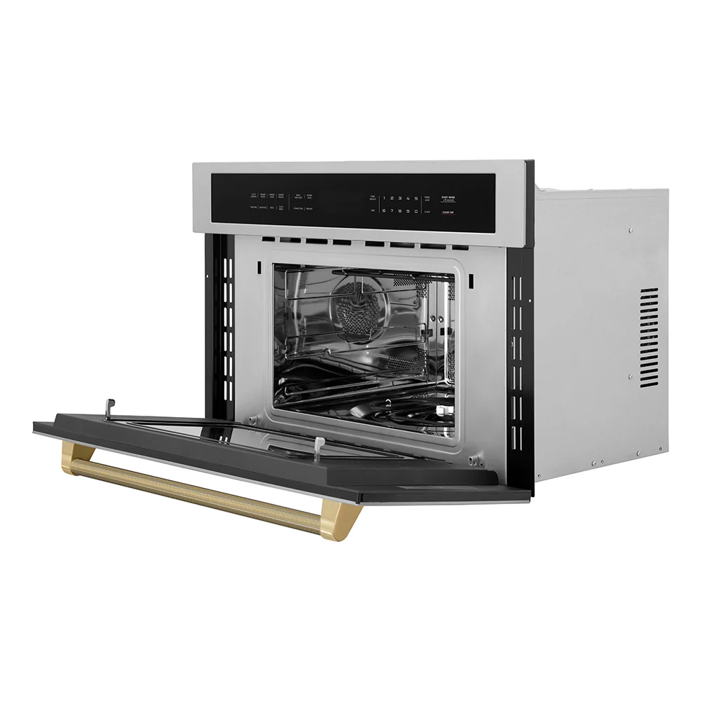 ZLINE Autograph Edition 30 in. 1.6 cu ft. Built-in Convection Microwave Oven in Stainless Steel and Champagne Bronze Helix Handle (MWOZ-30-KCB) - Image 4