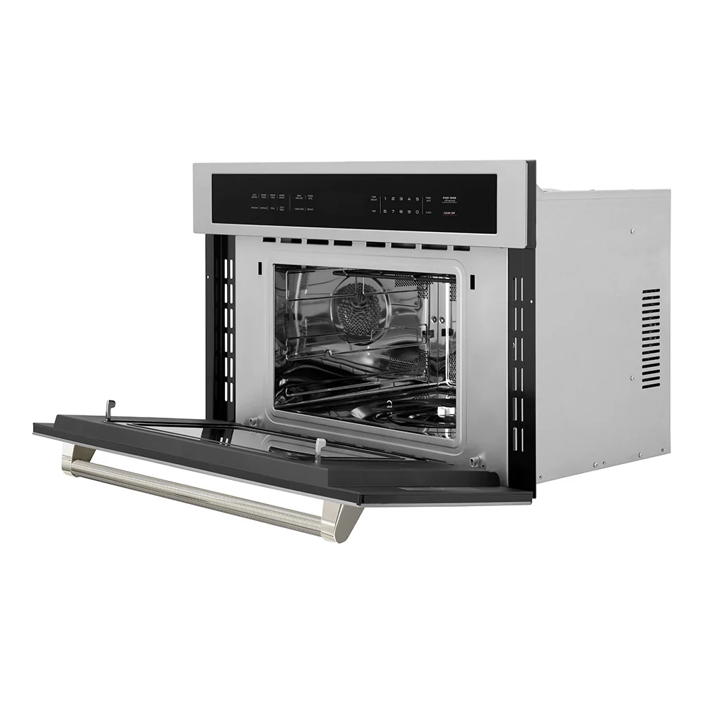 ZLINE Autograph Edition 30 in. 1.6 cu ft. Built-in Convection Microwave Oven in Stainless Steel and Polished Nickel Helix Handle (MWOZ-30-KPN) - Image 4