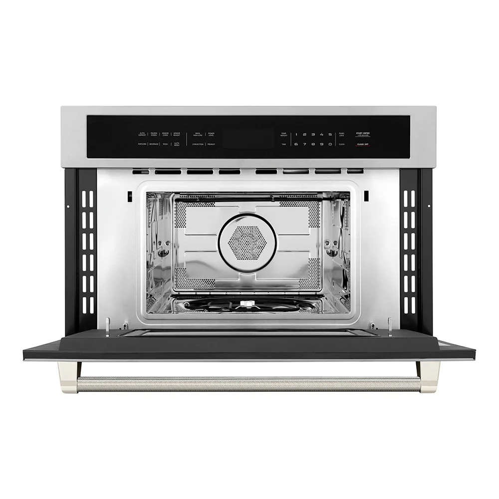 ZLINE Autograph Edition 30 in. 1.6 cu ft. Built-in Convection Microwave Oven in Stainless Steel and Polished Nickel Helix Handle (MWOZ-30-KPN) - Image 5