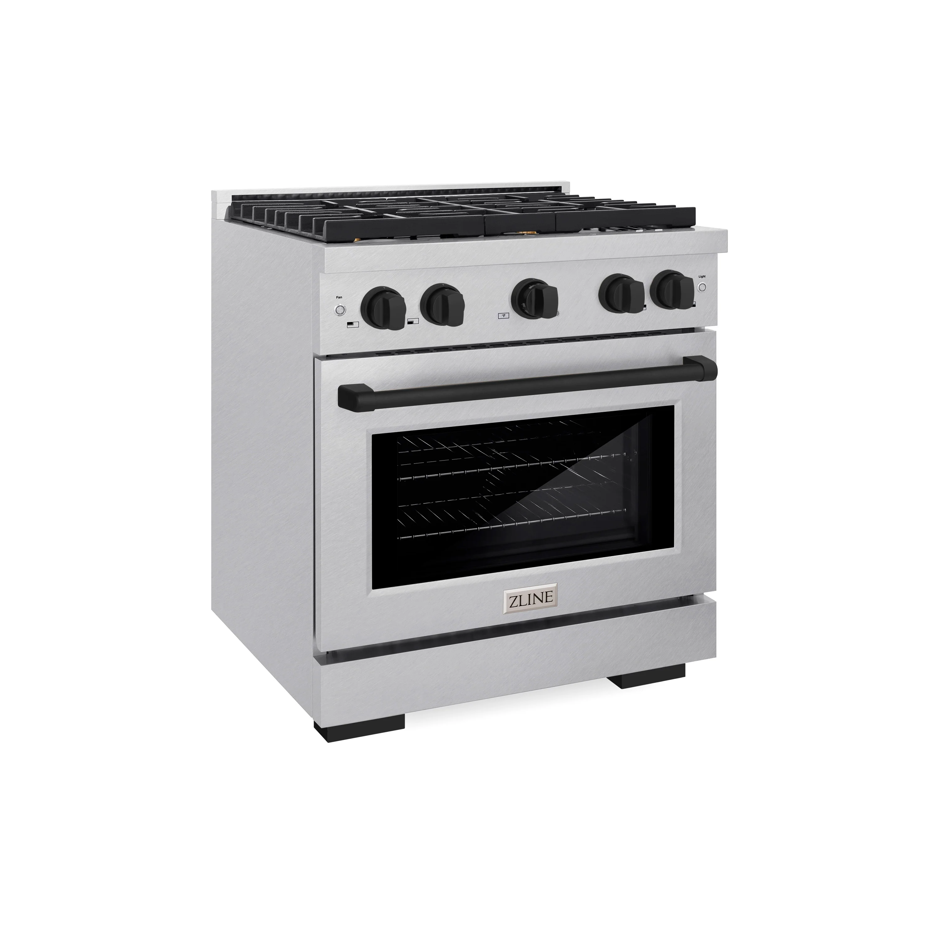 ZLINE Autograph Edition 30 in. 4.2 cu. ft. Paramount Dual Fuel Range with 4 Burner Gas Cooktop and Electric Convection Oven in Satin Stainless Steel with Matte Black Accents (SDRSZ-30-MB)