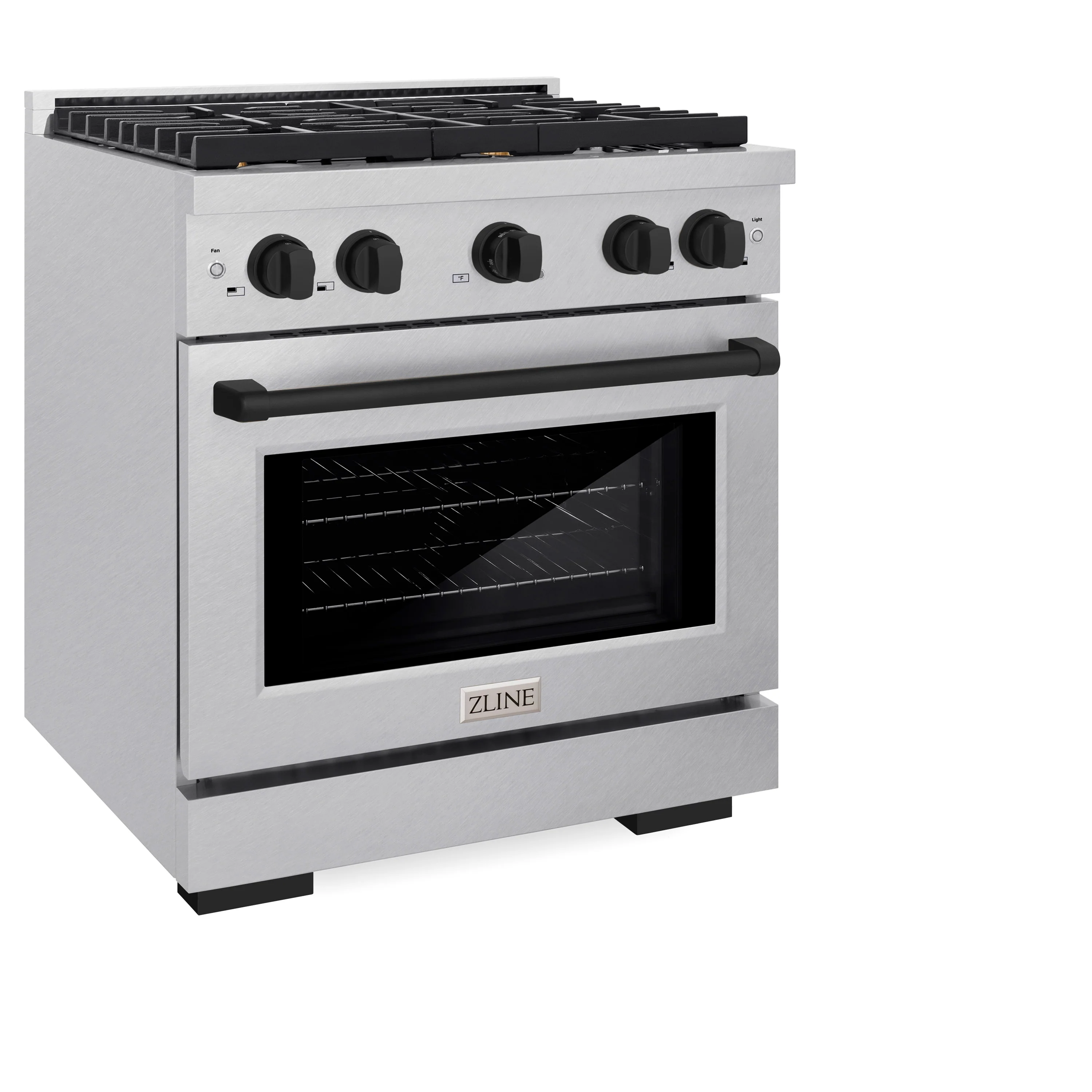 ZLINE Autograph Edition 30 in. 4.2 cu. ft. Paramount Dual Fuel Range with 4 Burner Gas Cooktop and Electric Convection Oven in Satin Stainless Steel with Matte Black Accents (SDRSZ-30-MB) - Image 3