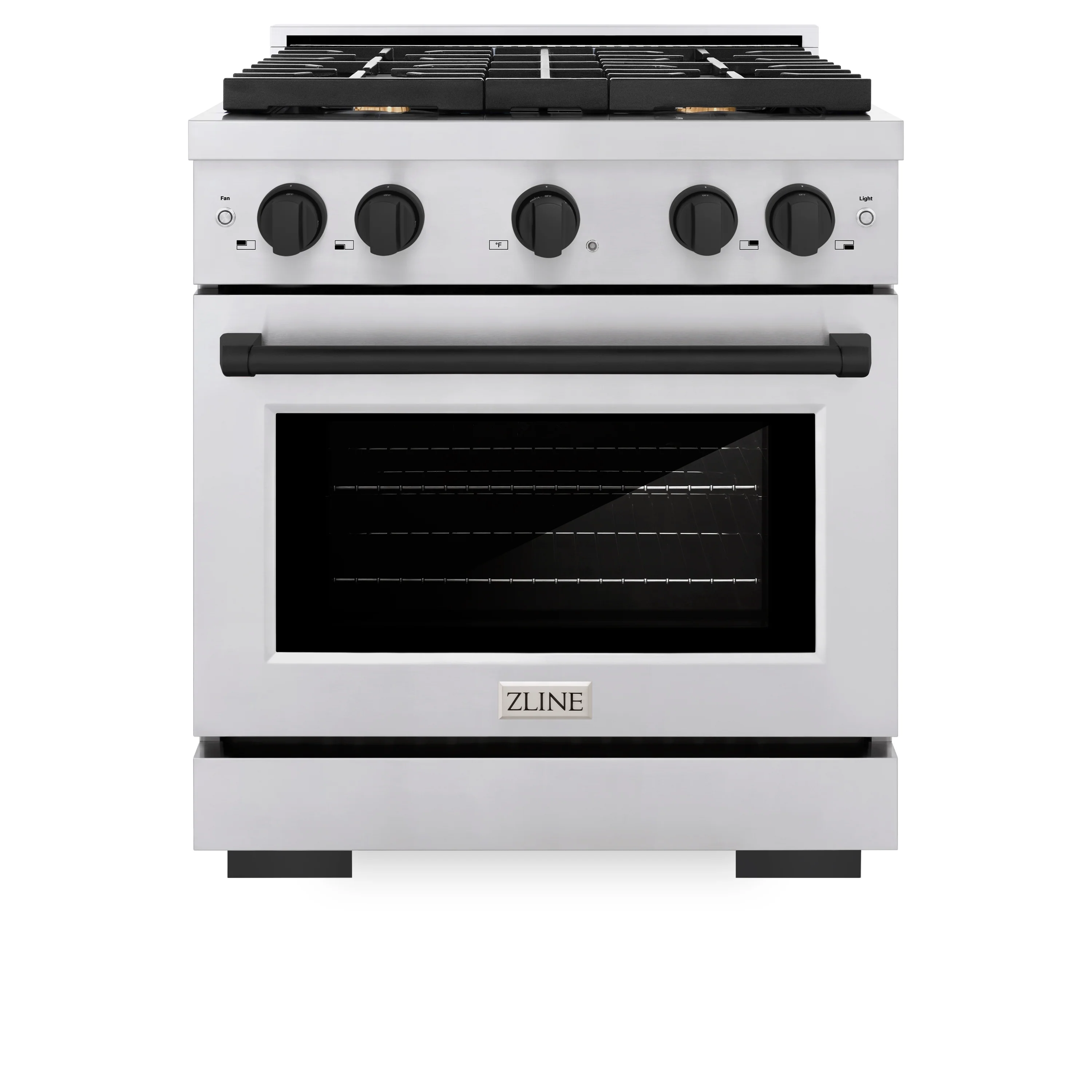 ZLINE Autograph Edition 30 in. 4.2 cu. ft. Paramount Dual Fuel Range with 4 Burner Gas Cooktop and Electric Convection Oven in Stainless Steel with Matte Black Accents (SDRZ-30-MB) - Image 2