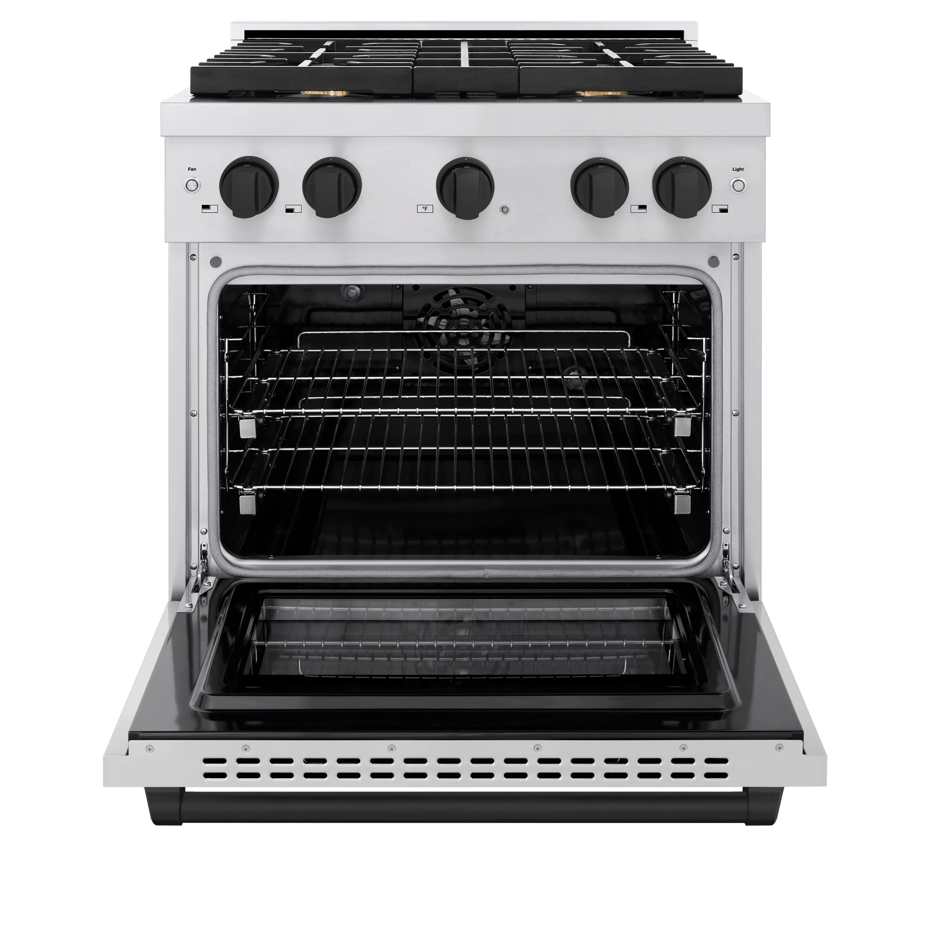 ZLINE Autograph Edition 30 in. 4.2 cu. ft. Paramount Dual Fuel Range with 4 Burner Gas Cooktop and Electric Convection Oven in Stainless Steel with Matte Black Accents (SDRZ-30-MB) - Image 3