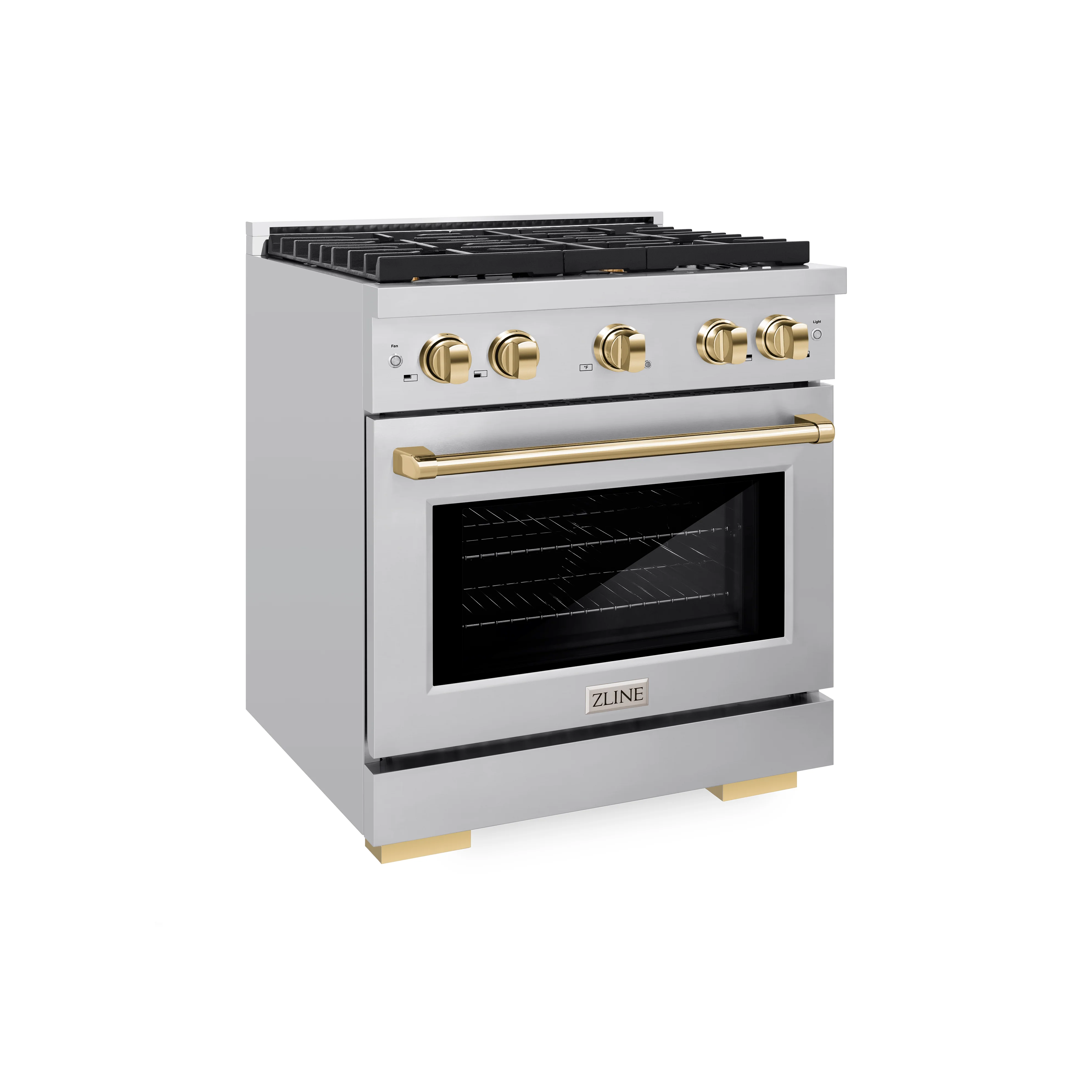 ZLINE Autograph Edition 30 in. 4.2 cu. ft. Paramount Dual Fuel Range with 4 Burner Gas Cooktop and Electric Convection Oven in Stainless Steel with Polished Gold Accents (SDRZ-30-G) - Image 4