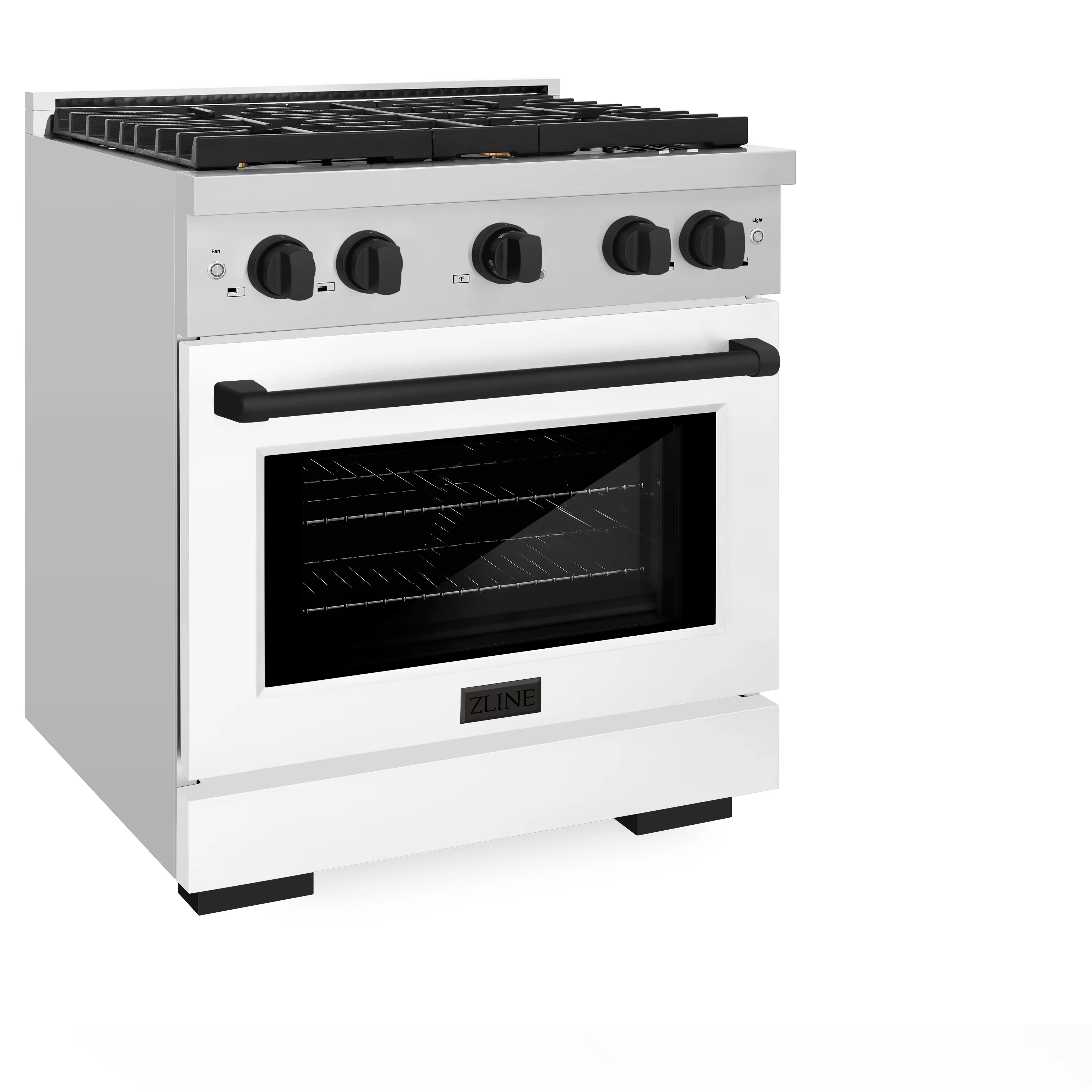 ZLINE Autograph Edition 30 in. 4.2 cu. ft. Paramount Dual Fuel Range with 4 Burner Gas Cooktop and Electric Convection Oven in Stainless Steel with White Matte Door and Matte Black Accents (SDRZ-WM-30-MB) - Image 5