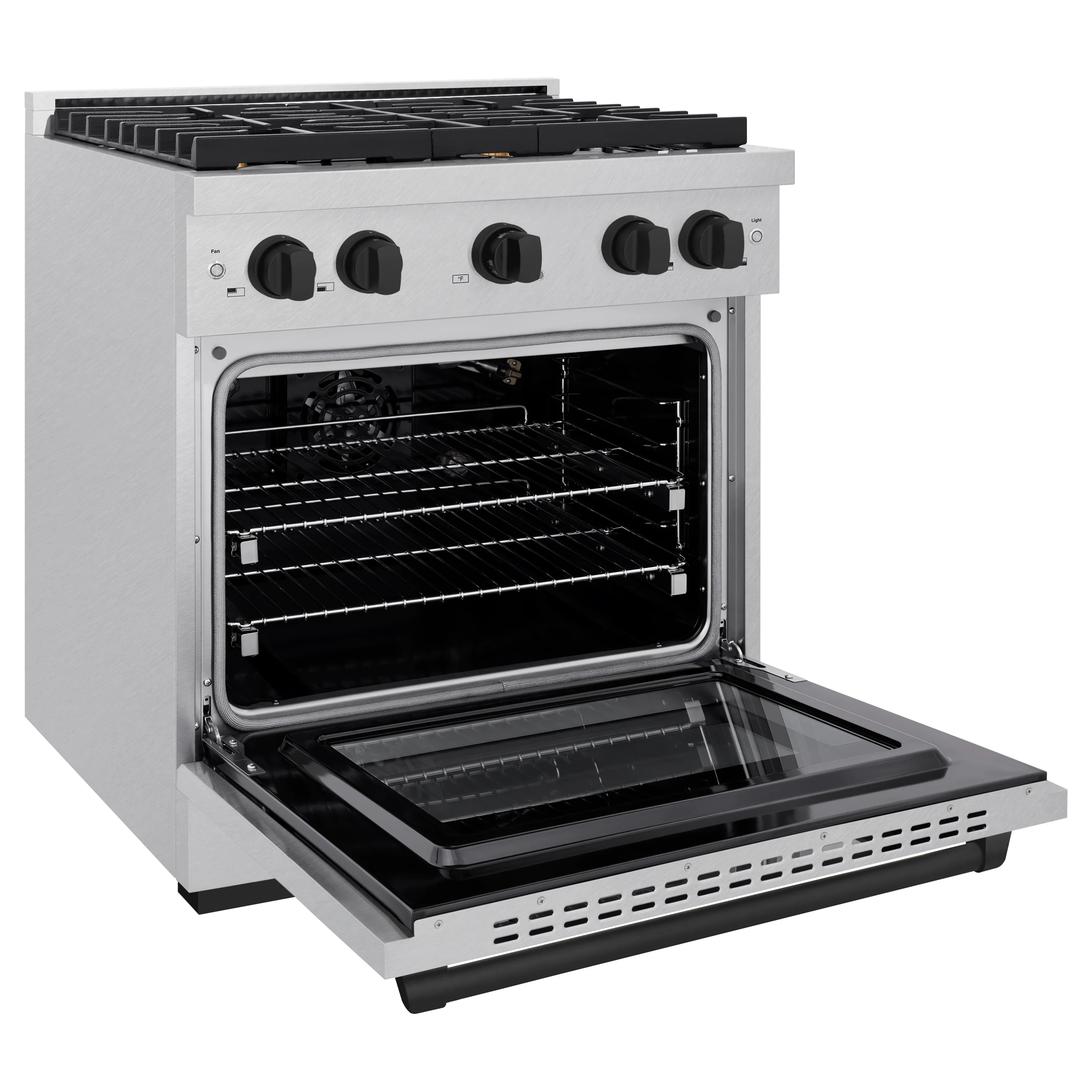 ZLINE Autograph Edition 30 in. 4.2 cu. ft. Paramount Gas Range with 4 Burner Cooktop and Convection Gas Oven in Satin Stainless Steel and Matte Black Accents (SGRSZ-30-MB) - Image 4