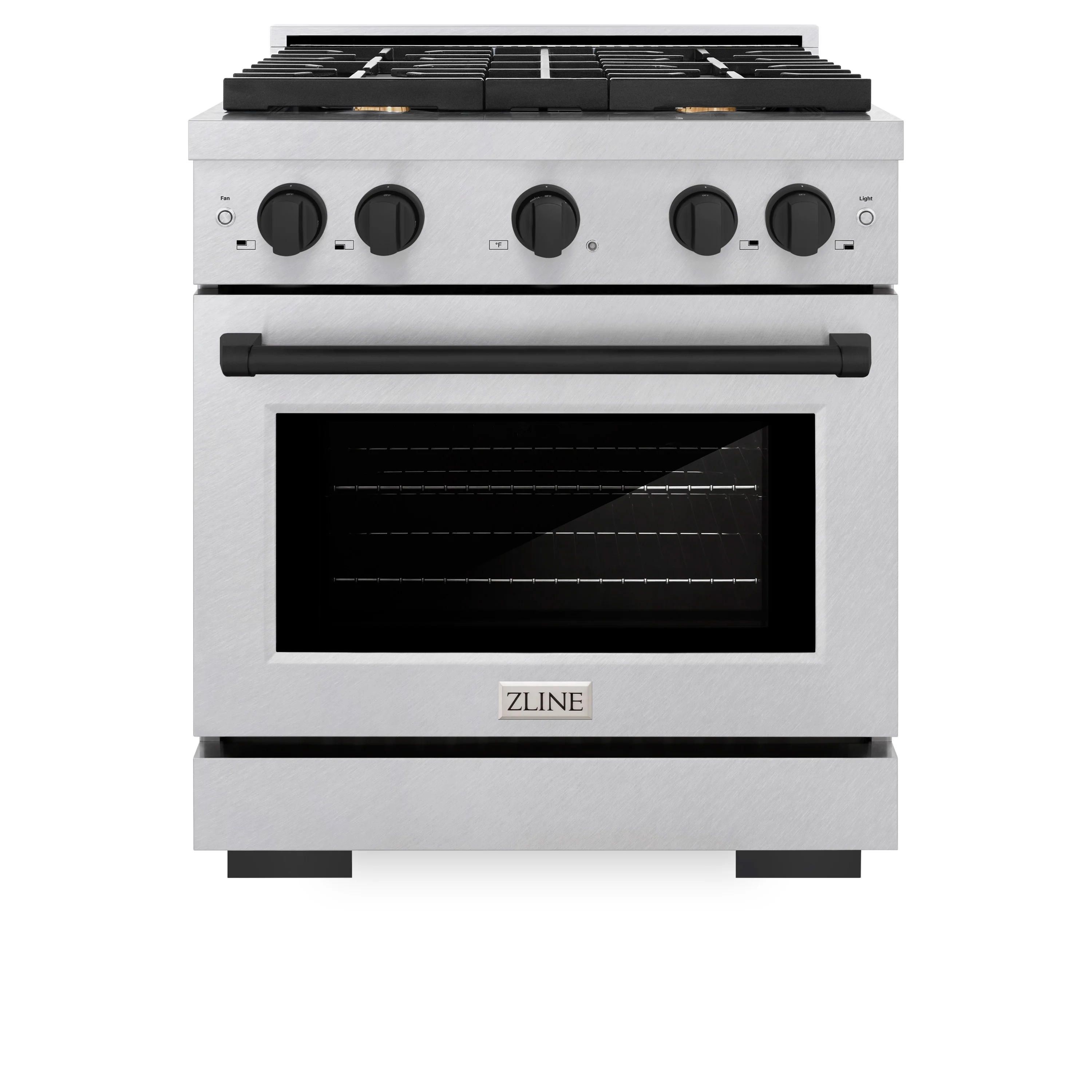 ZLINE Autograph Edition 30 in. 4.2 cu. ft. Paramount Gas Range with 4 Burner Cooktop and Convection Gas Oven in Satin Stainless Steel and Matte Black Accents (SGRSZ-30-MB) - Image 6