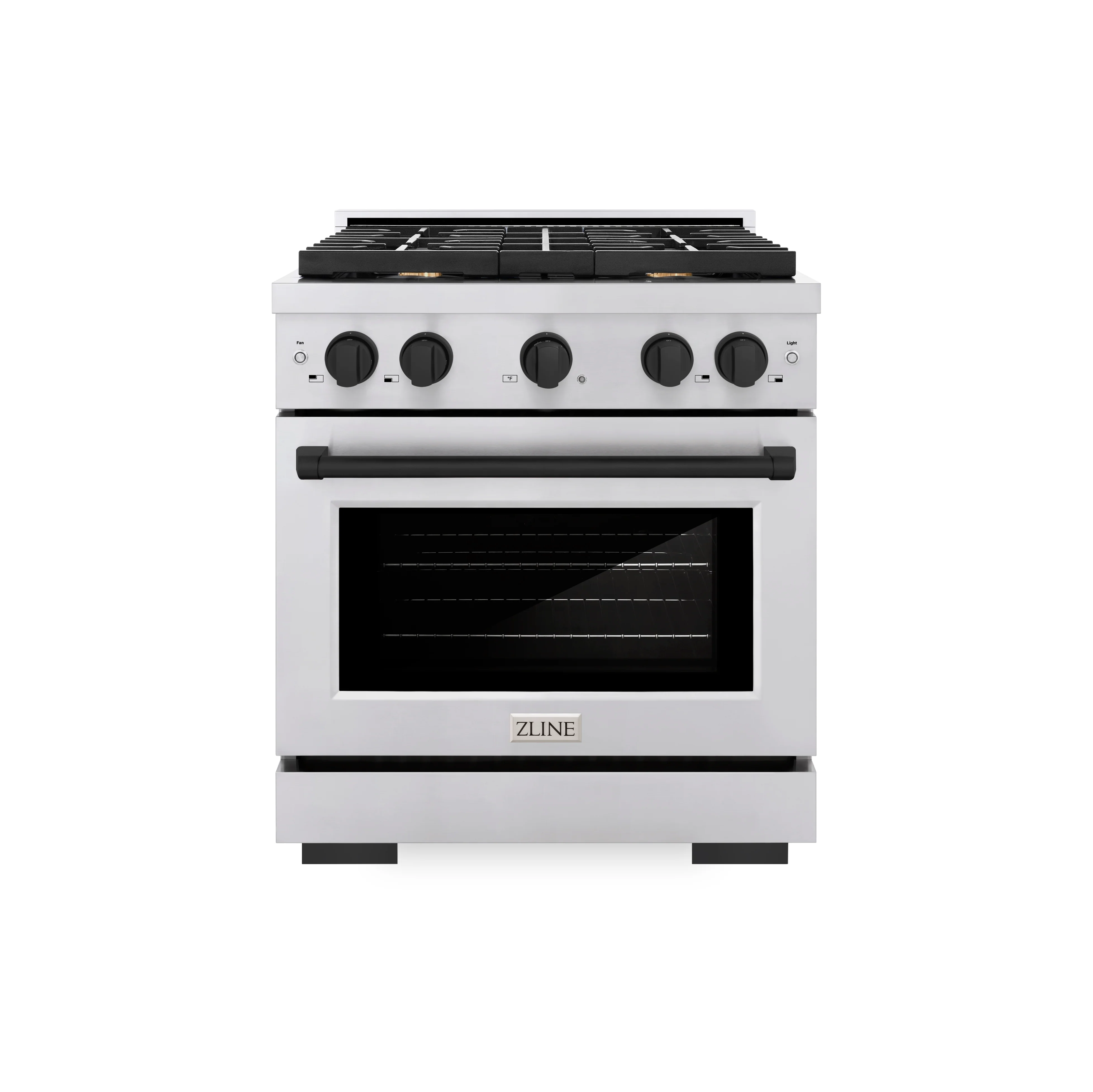 ZLINE Autograph Edition 30 in. 4.2 cu. ft. Paramount Gas Range with 4 Burner Cooktop and Convection Gas Oven in Stainless Steel and Matte Black Accents (SGRZ-30-MB) - Image 3