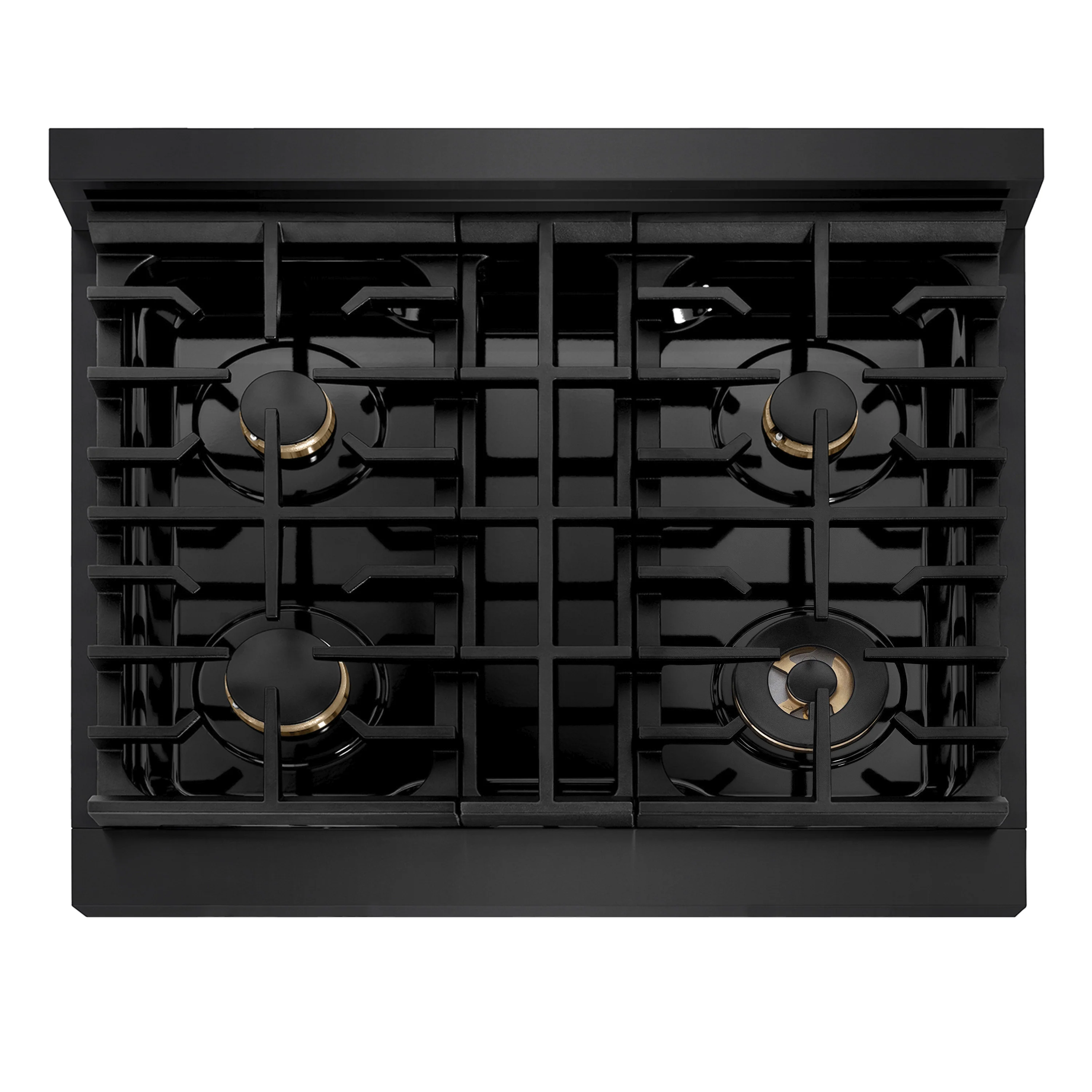 ZLINE 30 in. Autograph Edition Paramount Gas Rangetop with 4 Burners and Porcelain Cooktop in Black Stainless Steel with Champagne Bronze Accents (SRTBZ-30-CB) - Image 3