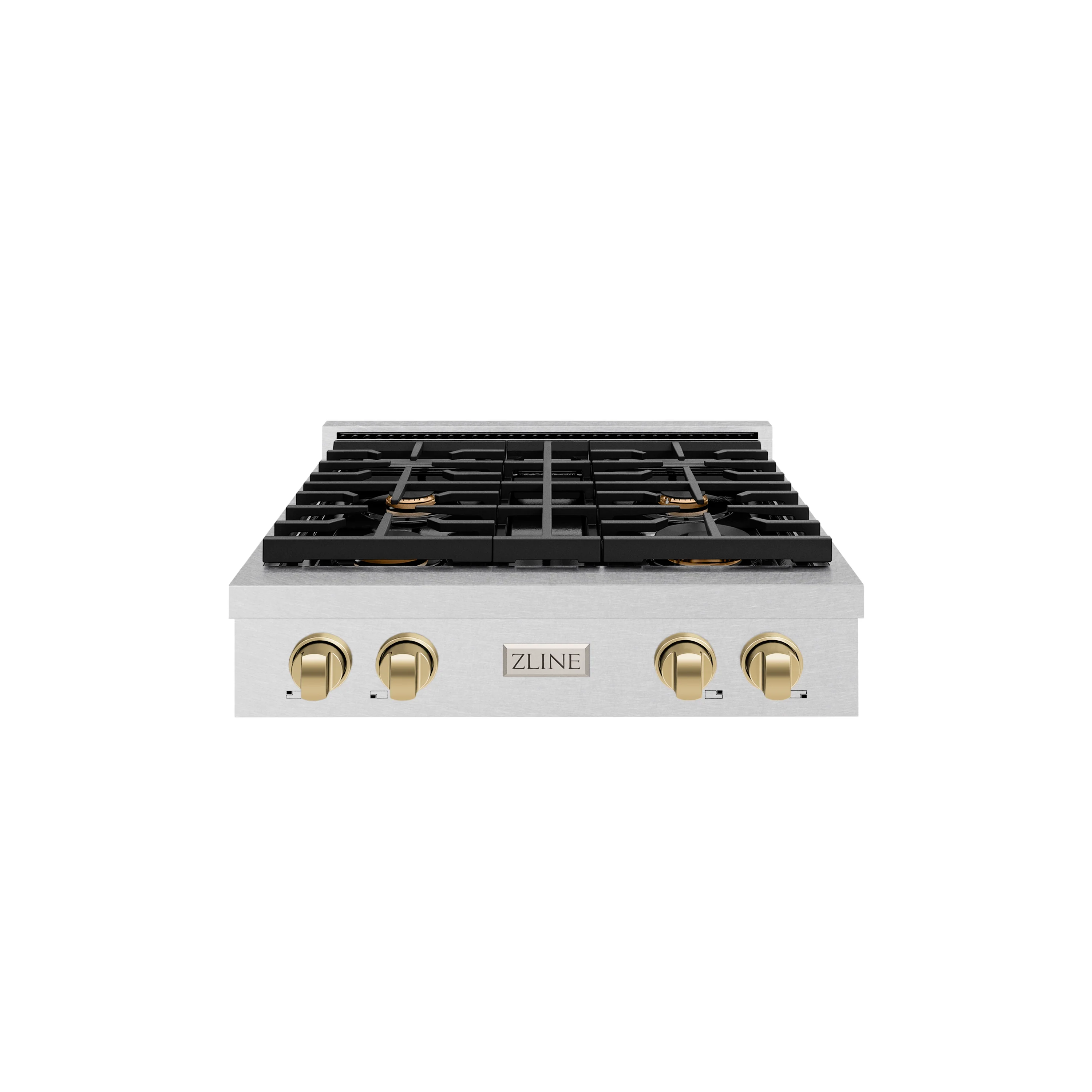 ZLINE 30 in. Autograph Edition Paramount Gas Rangetop with 4 Burners and Porcelain Cooktop in Satin Stainless Steel with Champagne Bronze Accents (SRTSZ-30-CB) - Image 3