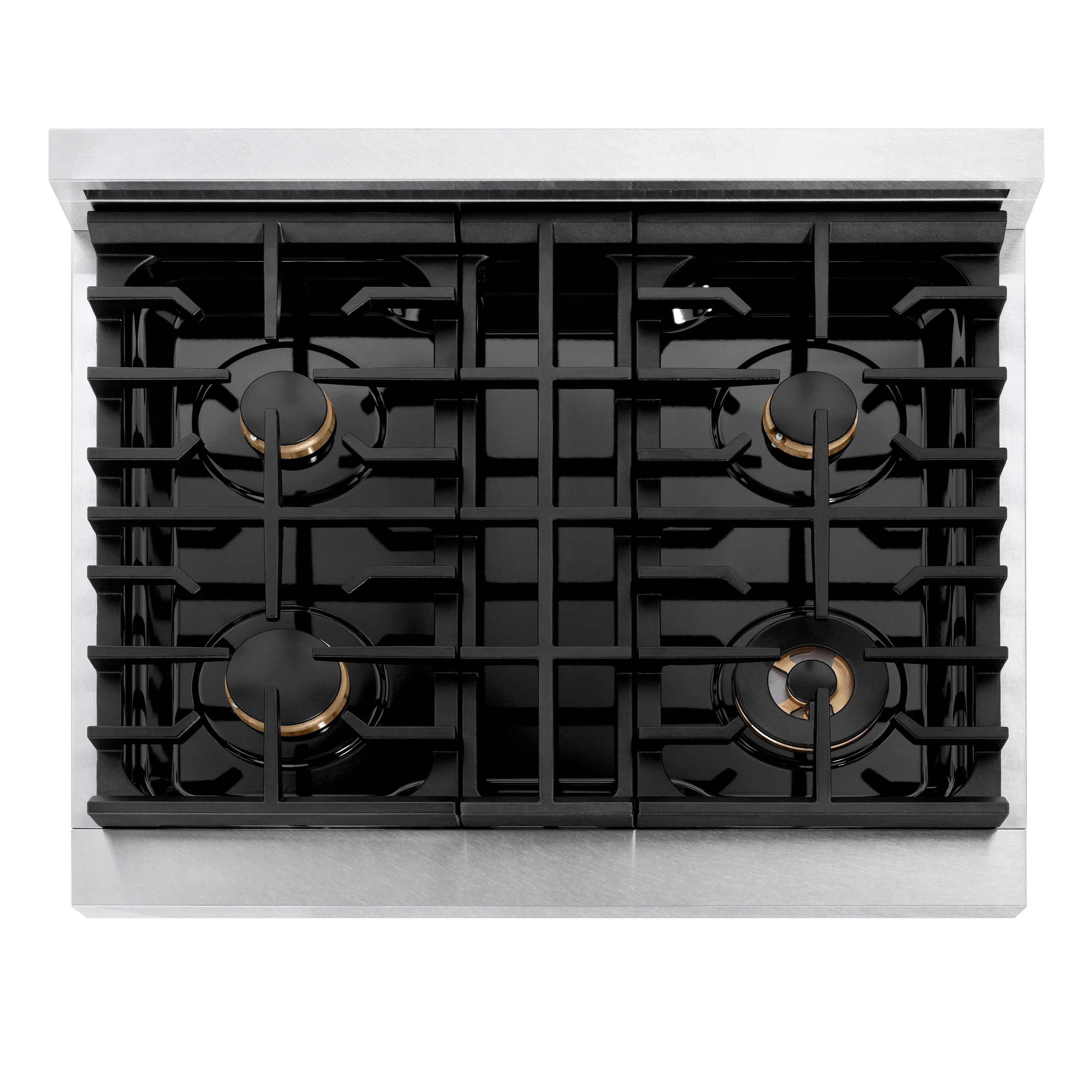 ZLINE 30 in. Autograph Edition Paramount Gas Rangetop with 4 Burners and Porcelain Cooktop in Satin Stainless Steel with Champagne Bronze Accents (SRTSZ-30-CB) - Image 4
