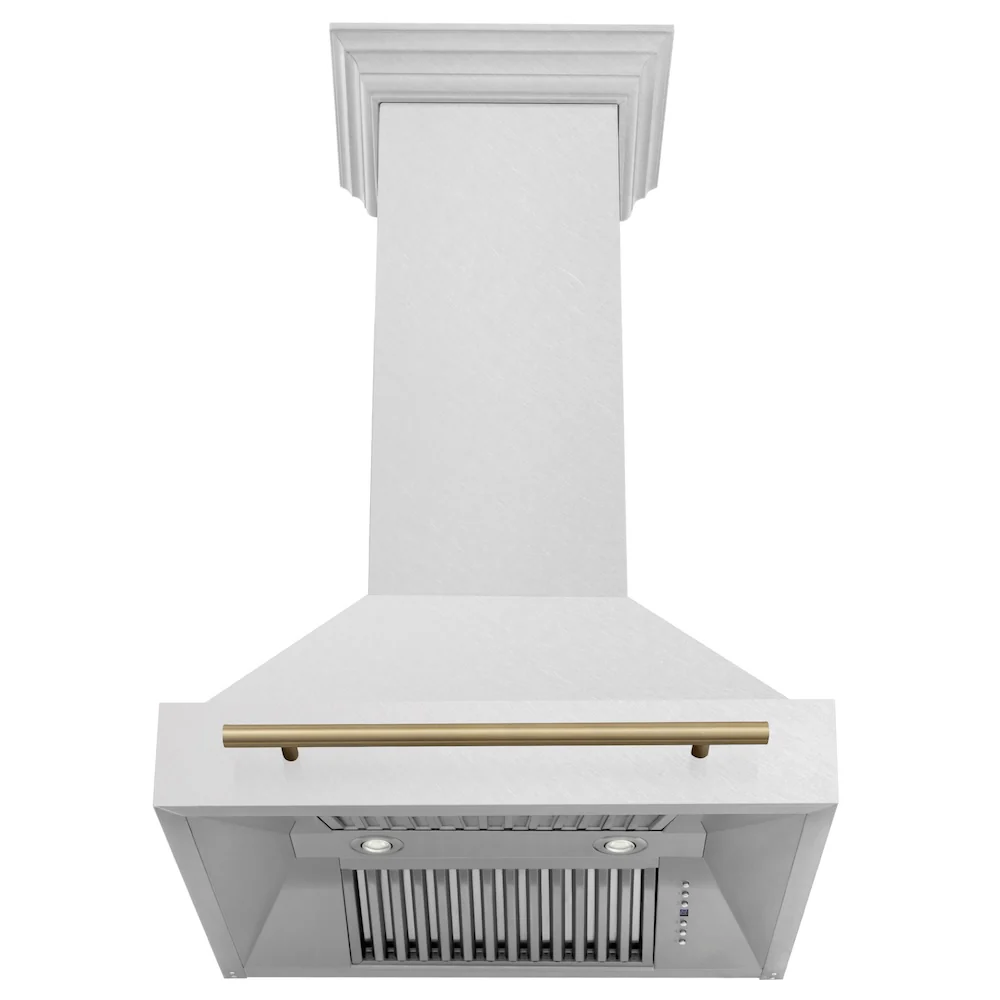ZLINE Autograph Edition 30" Fingerprint Resistant Stainless Steel Range Hood with Champagne Bronze Handle (8654SNZ-30-CB) - Image 3