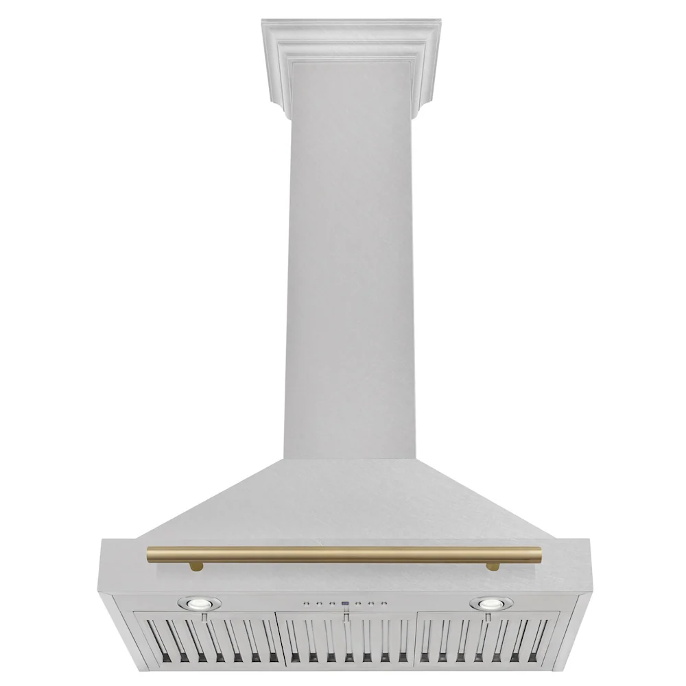 ZLINE 30 in. Autograph Edition Convertible Fingerprint Resistant Satin Stainless Steel Range Hood with Champagne Bronze Handle (KB4SNZ-30-CB) - Image 5